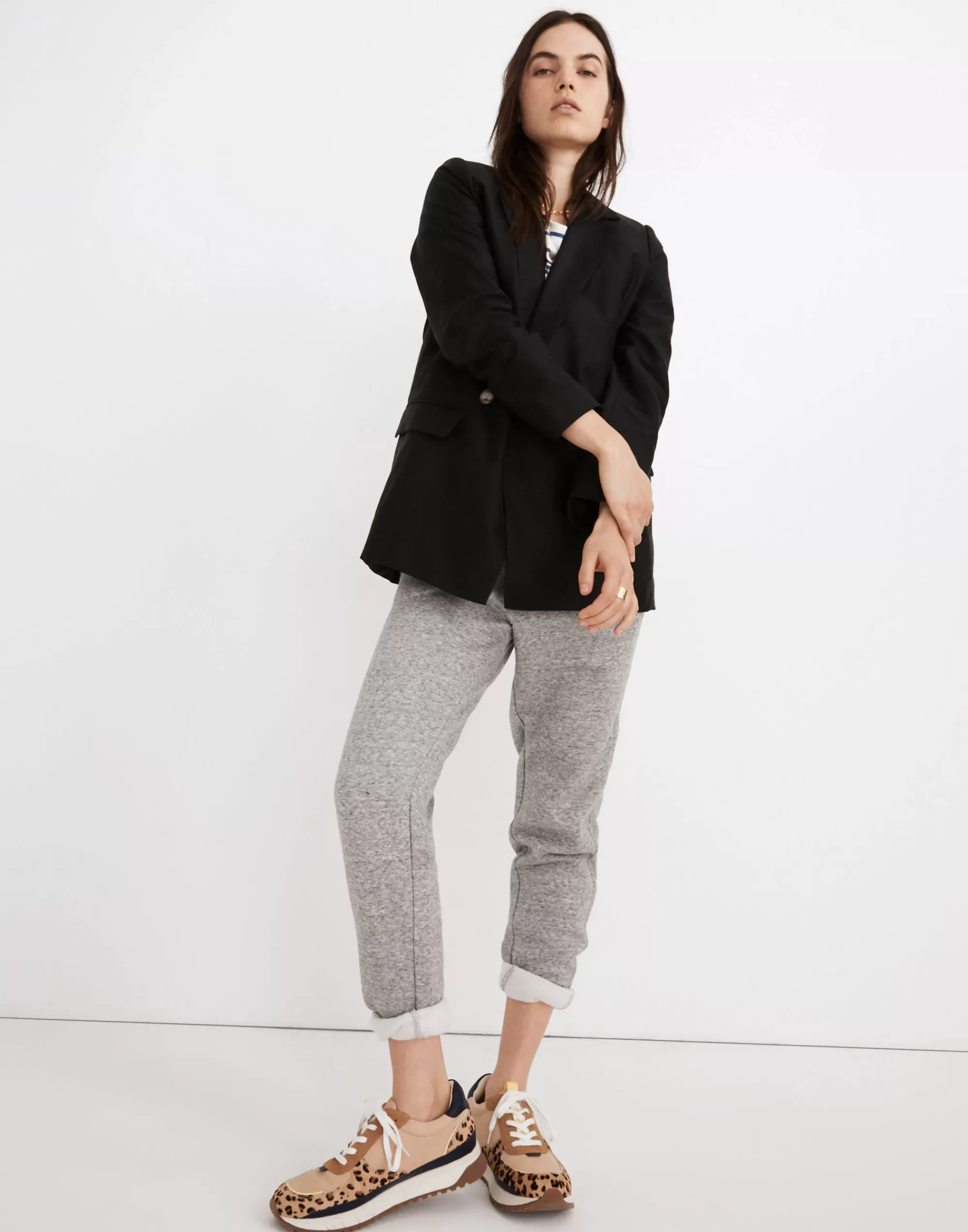 Madewell Blazers>Caldwell Double-Breasted Blazer: Two Button Edition True Black