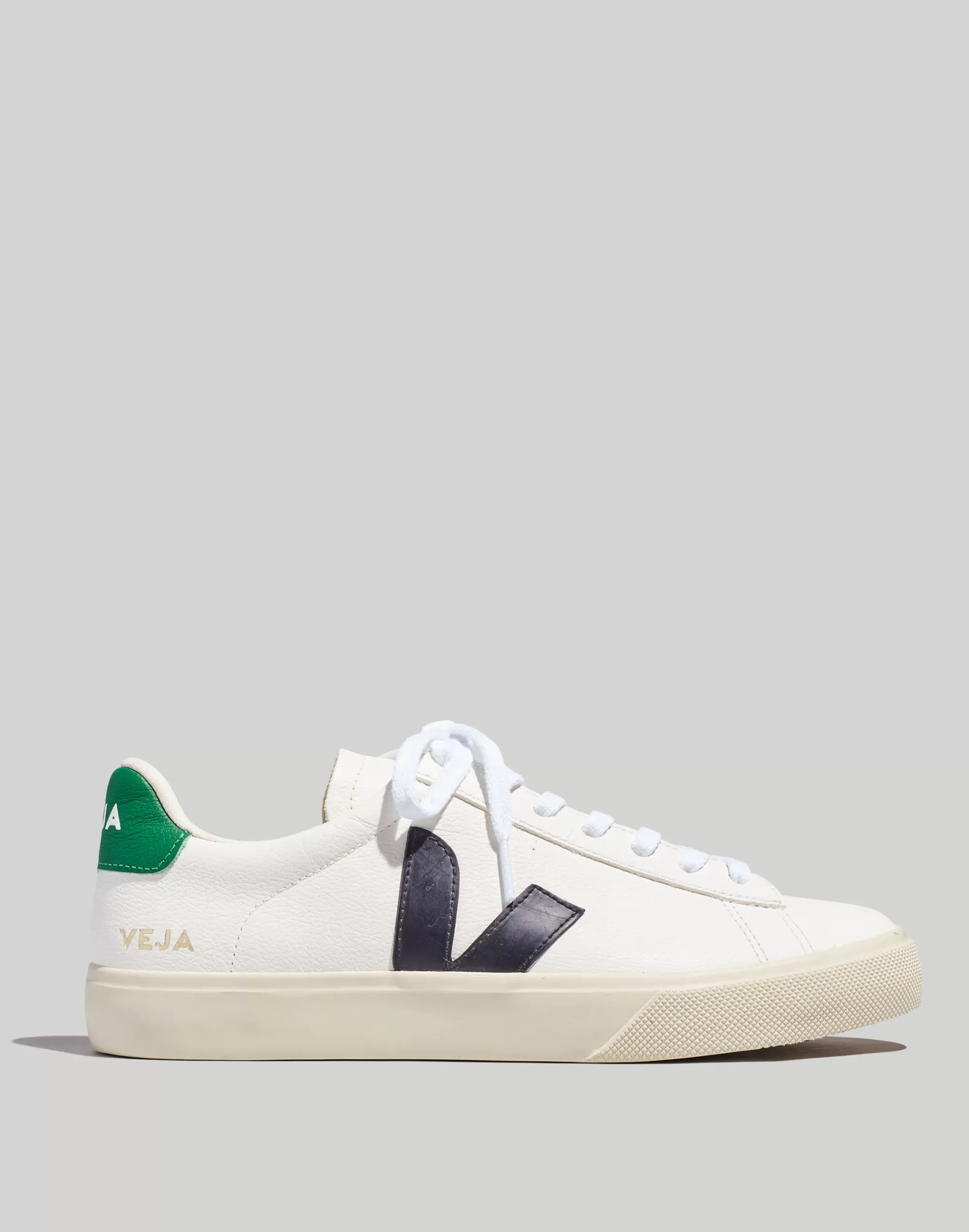 Madewell Sneakers>Campo Sneakers In Leather Extra White Black Emerald