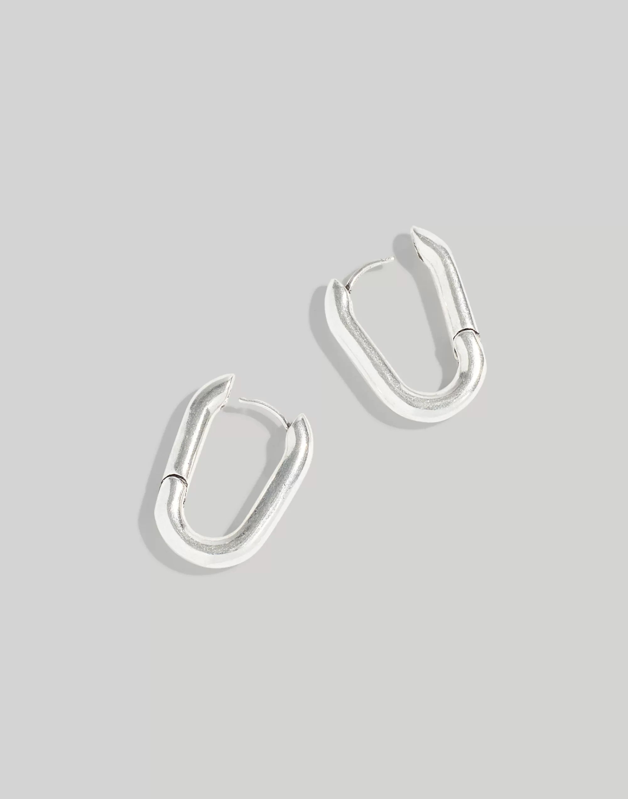 Madewell Earrings>Carabiner Medium Hoop Earrings Light Silver Ox