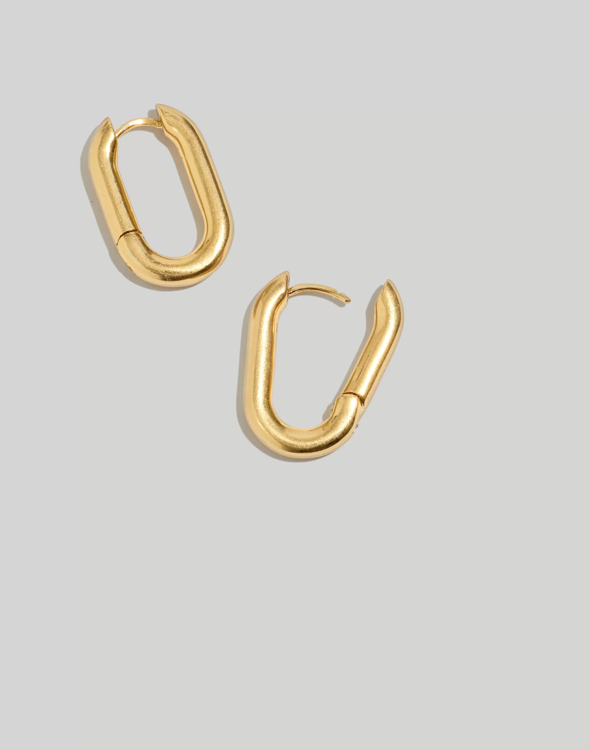 Madewell Earrings>Carabiner Medium Hoop Earrings Vintage Gold