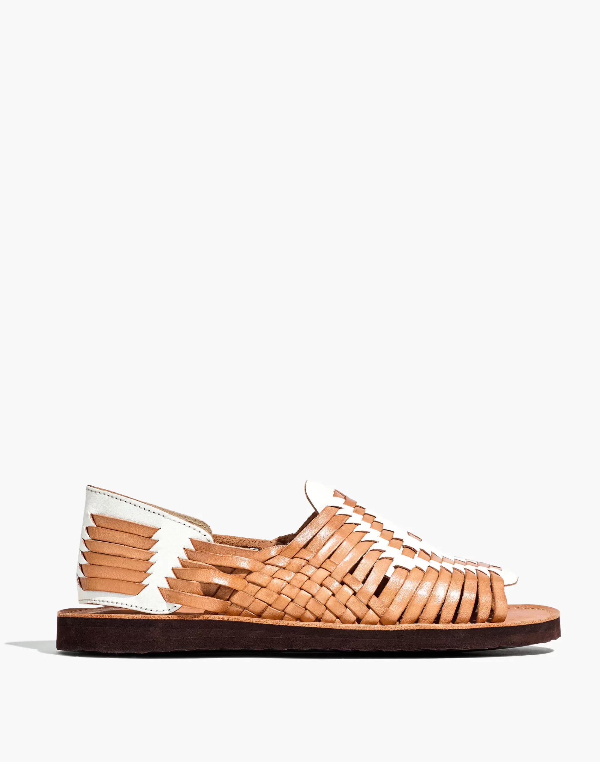 Madewell Sandals>Chichen Open-Toe Huarache Sandals Tan/White