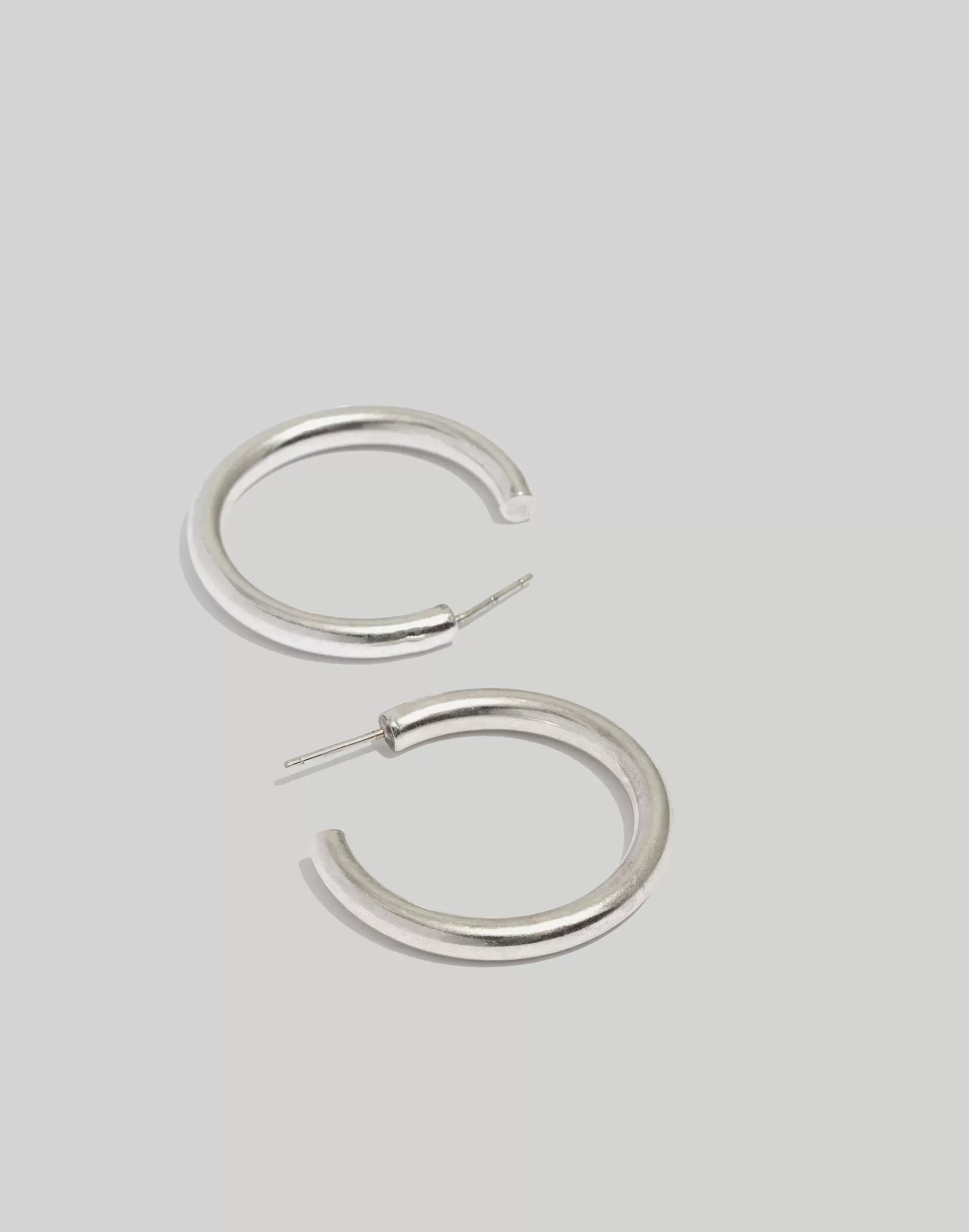 Madewell Earrings>Chunky Medium Hoop Earrings Light Silver Ox