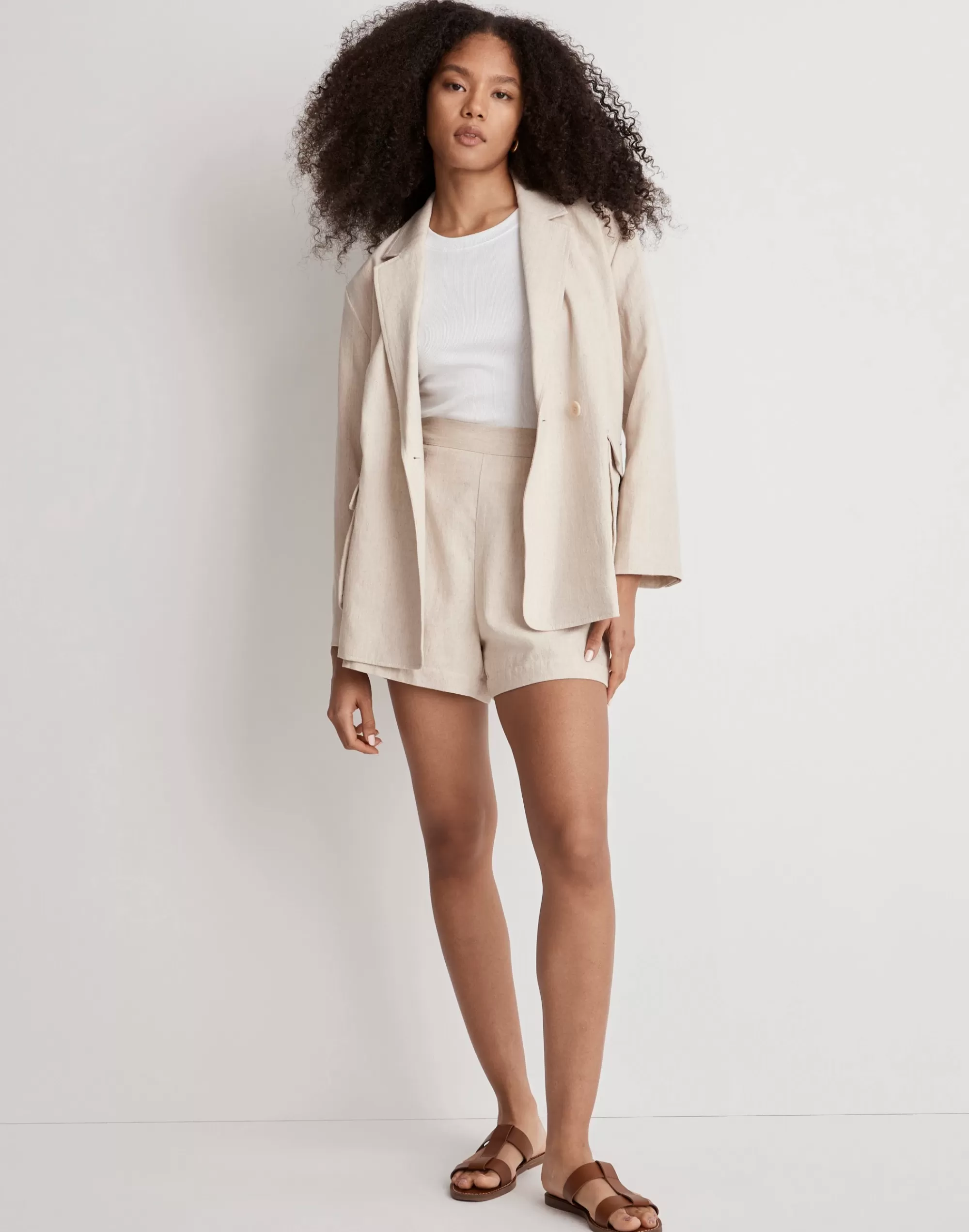 Madewell Suits>Clean Pull-On Shorts In Linen-Cotton Natural Undyed