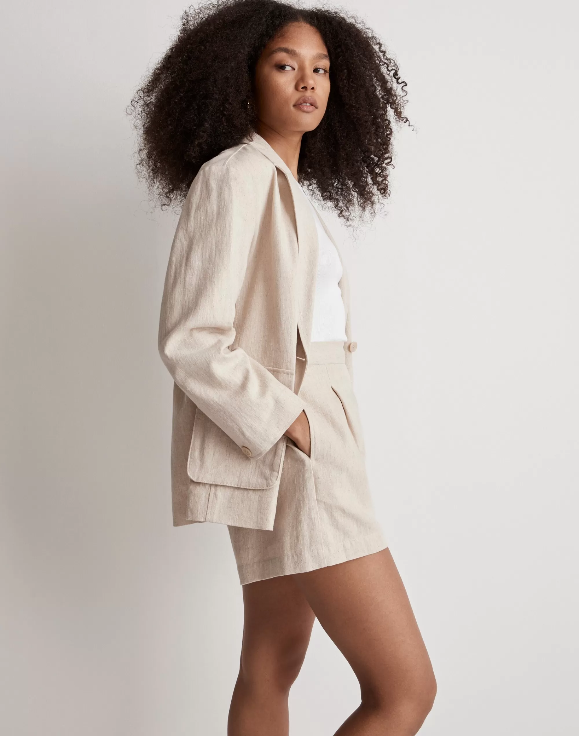 Madewell Suits>Clean Pull-On Shorts In Linen-Cotton Natural Undyed