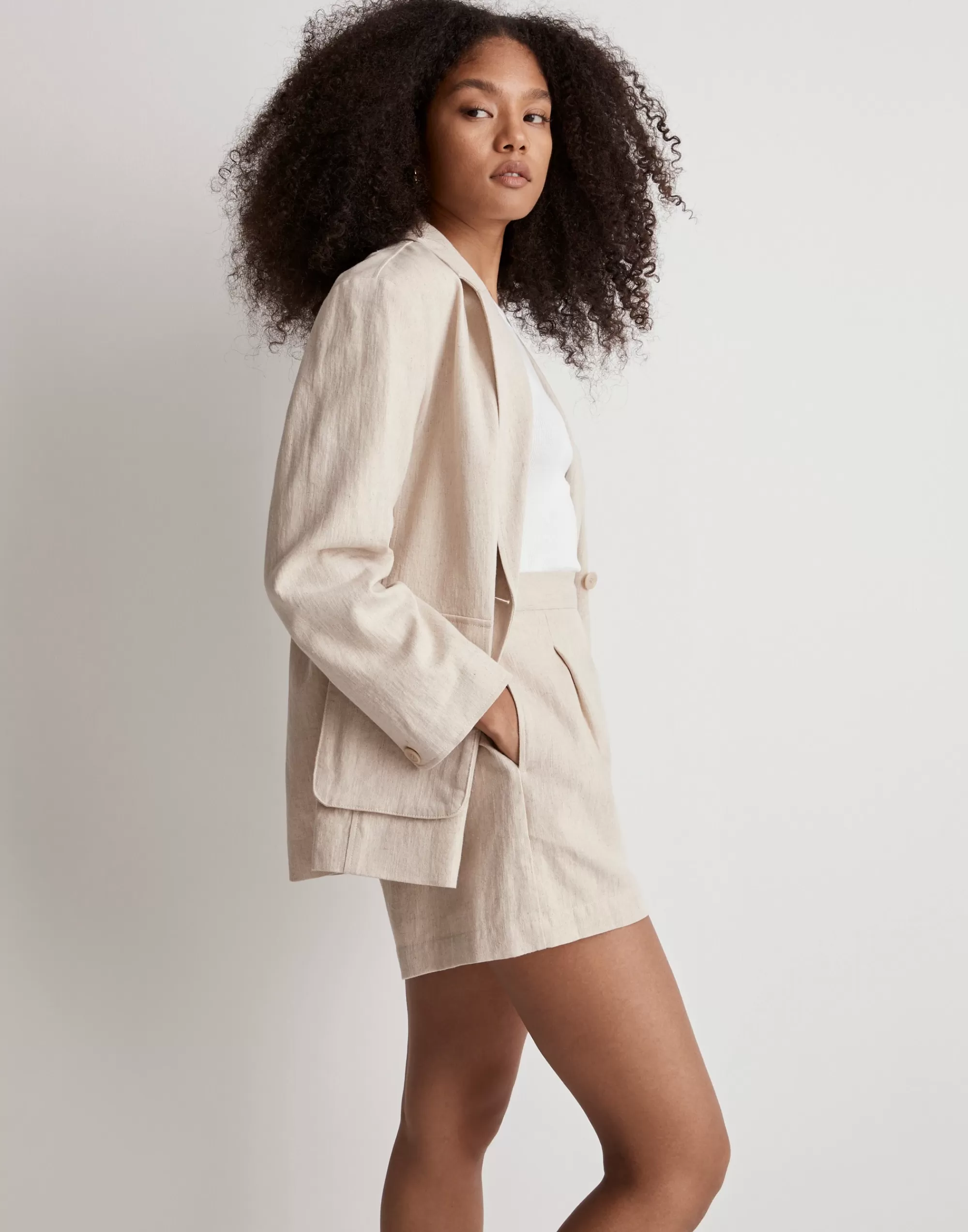 Madewell Shorts>Clean Pull-On Shorts In Linen-Cotton Natural Undyed