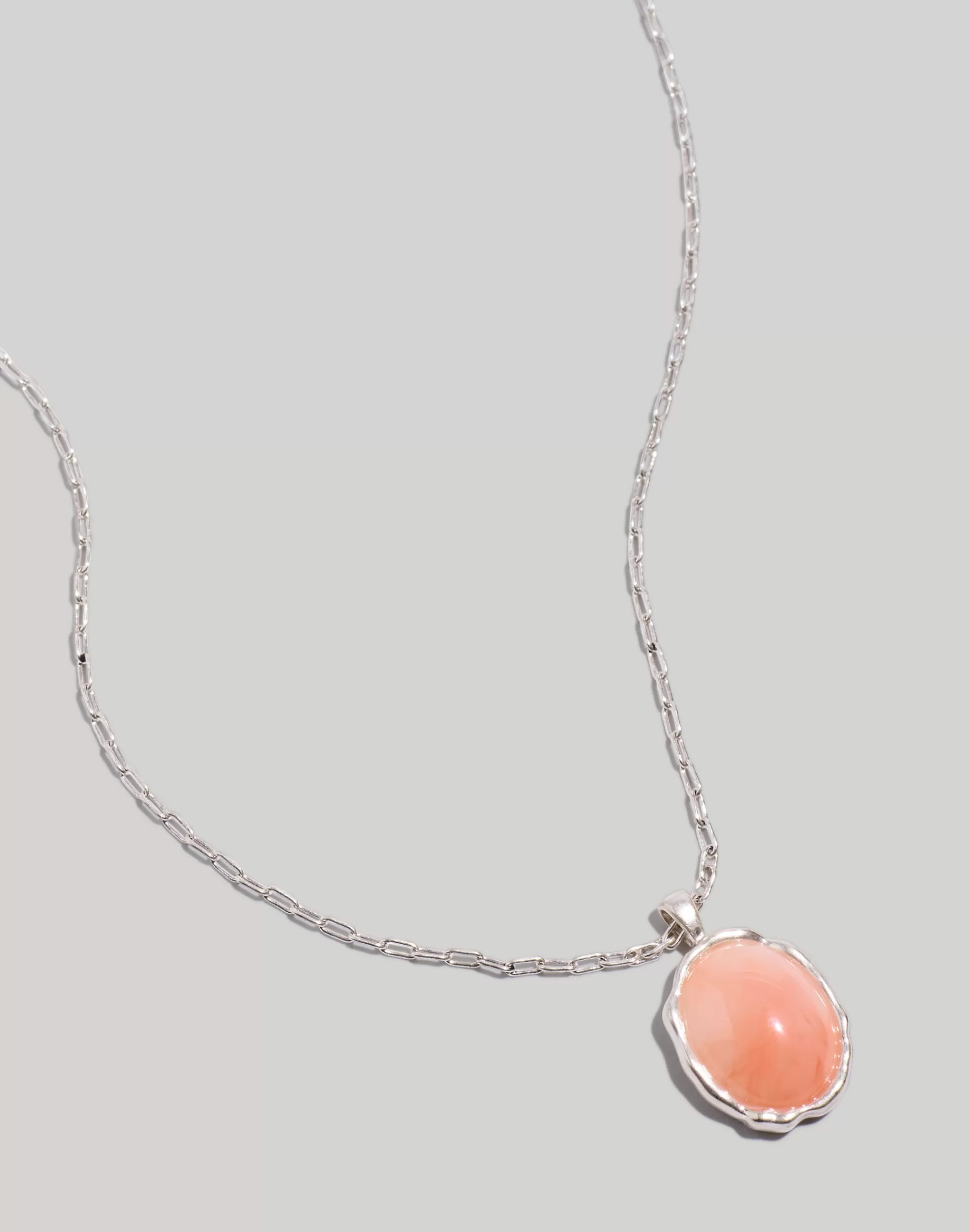 Madewell Necklaces>Coral Stone Pendant Necklace Light Silver Ox