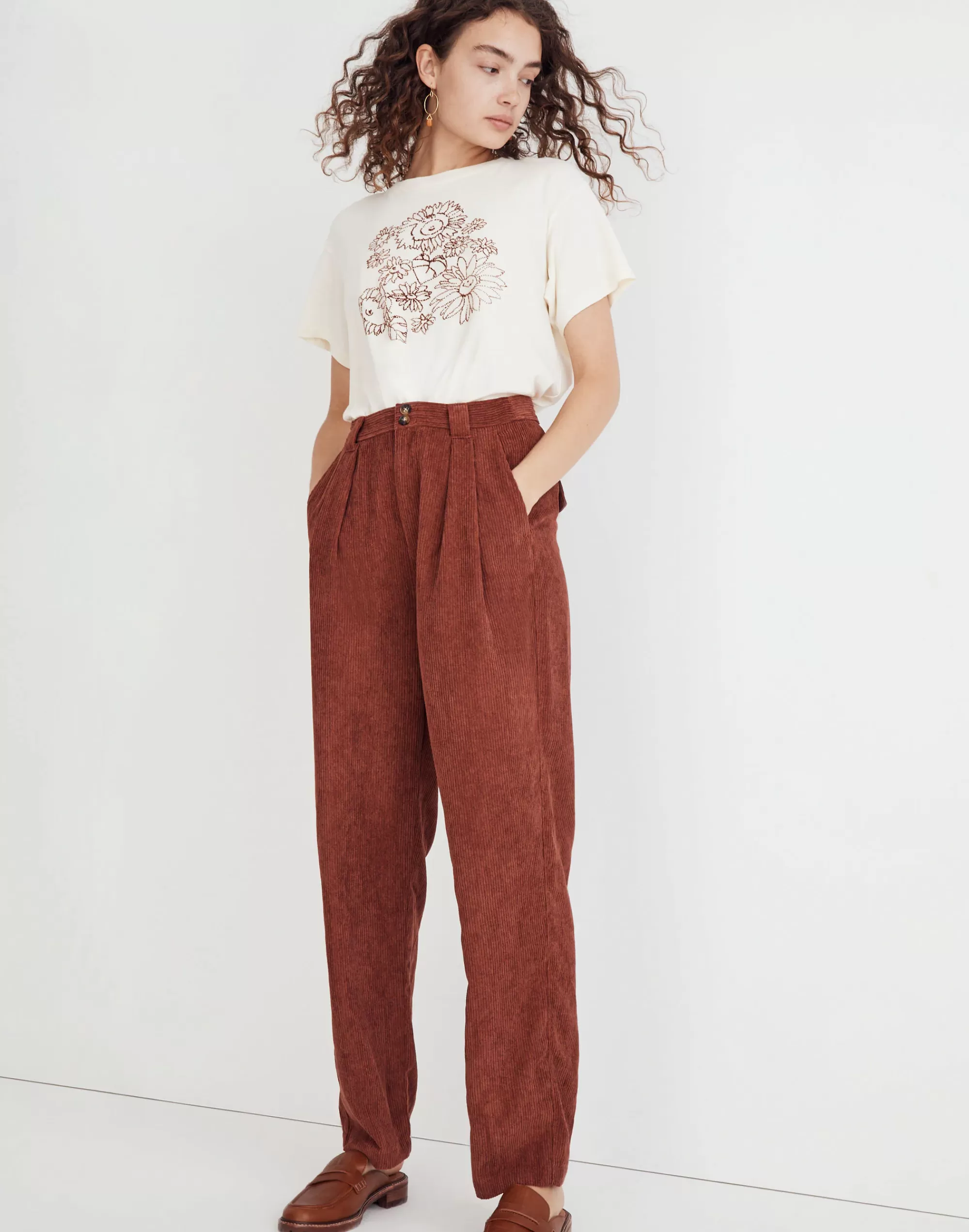 Madewell Pants>Corduroy High-Rise Tapered Pants Dusty Redwood