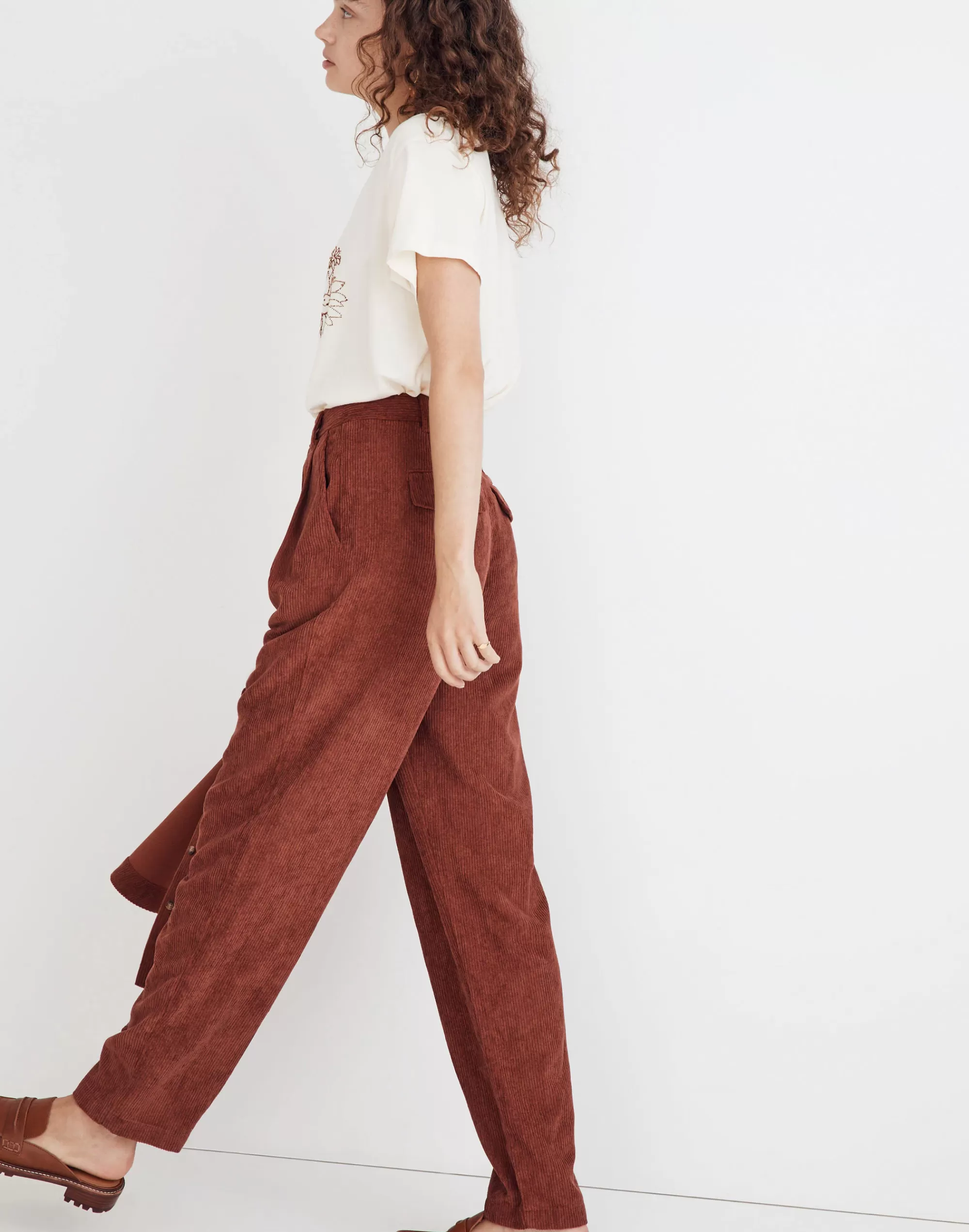 Madewell Pants>Corduroy High-Rise Tapered Pants Dusty Redwood