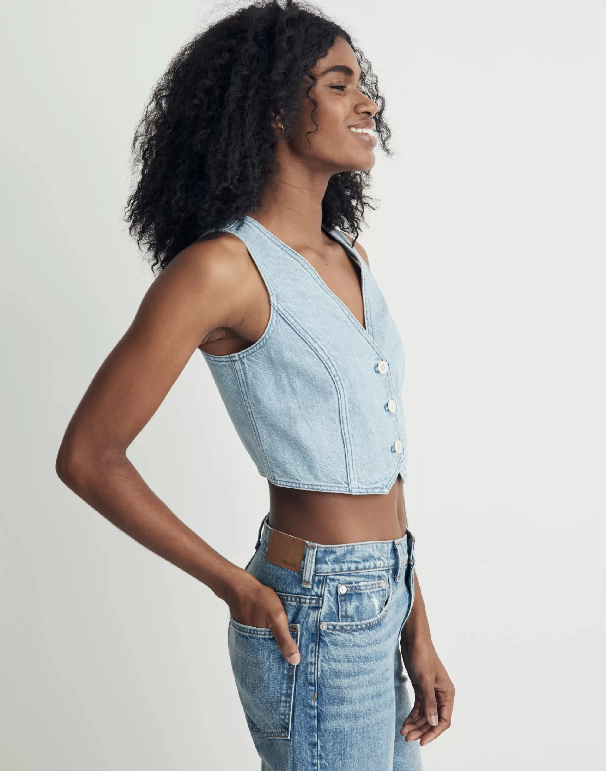 Madewell Tops & Shirts>Cotton-Hemp Denim Katrina Crop Vest Top Eldamere Wash