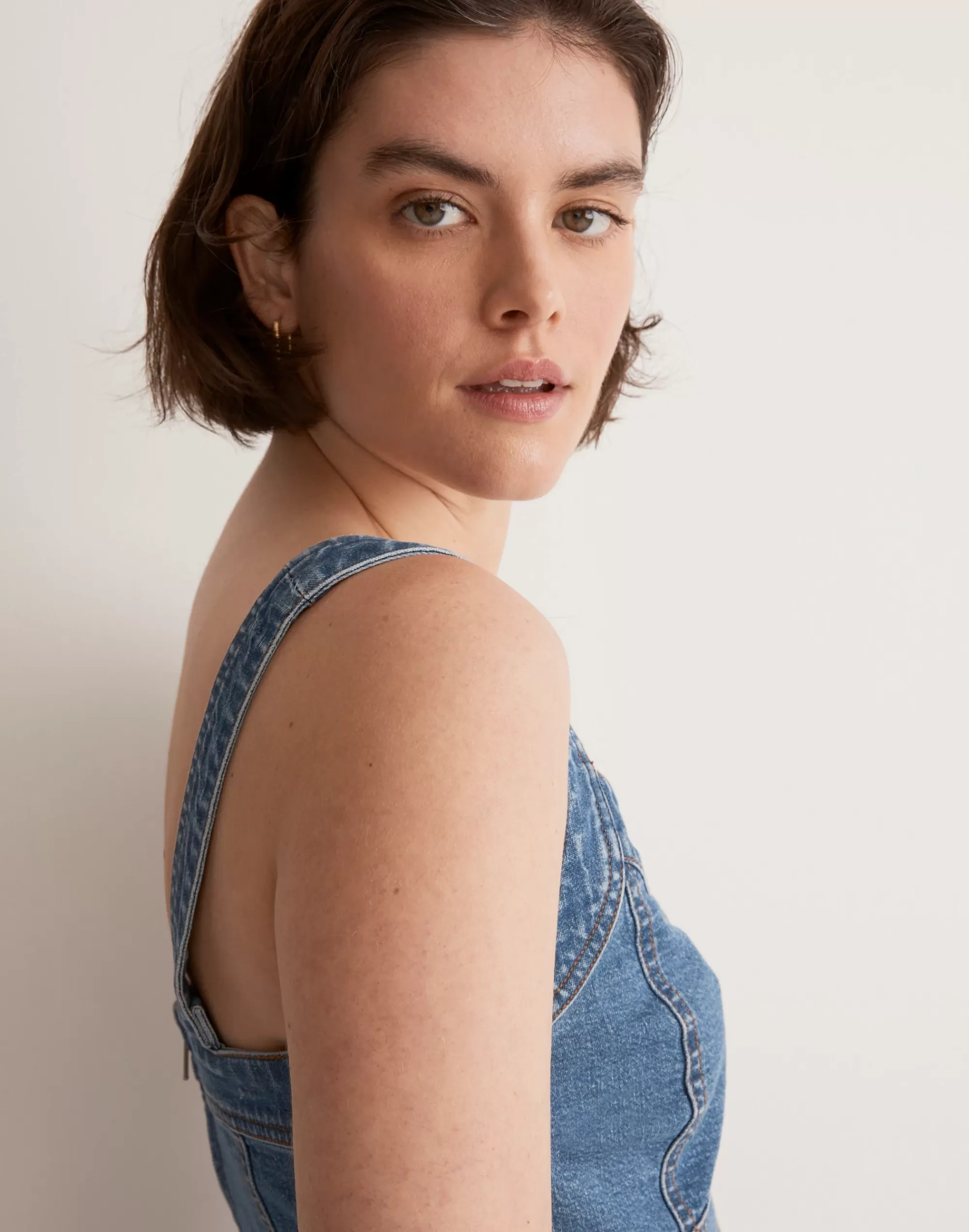 Madewell Tops & Shirts>Cotton-Hemp Denim Supercrop Tank Top In Gabler Wash