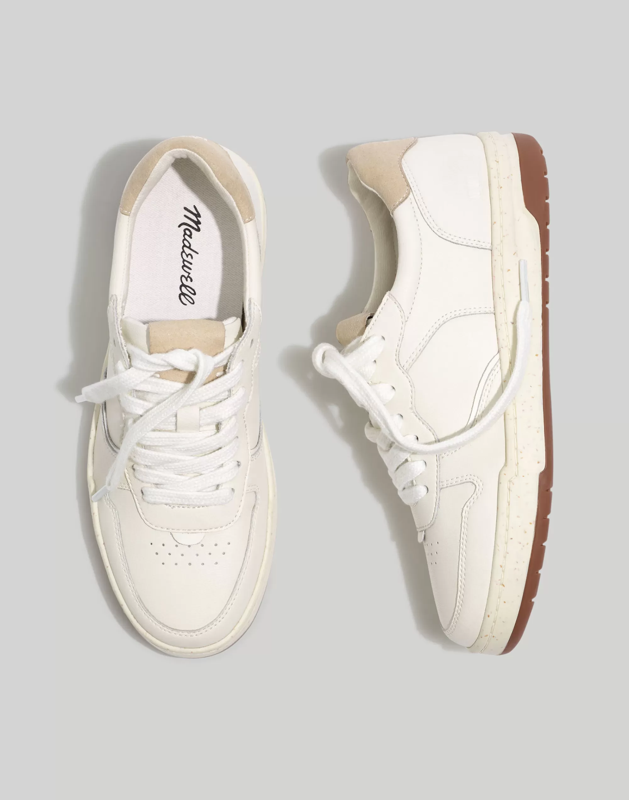 Madewell Sneakers>Court Sneakers In White Leather Ivory Multi