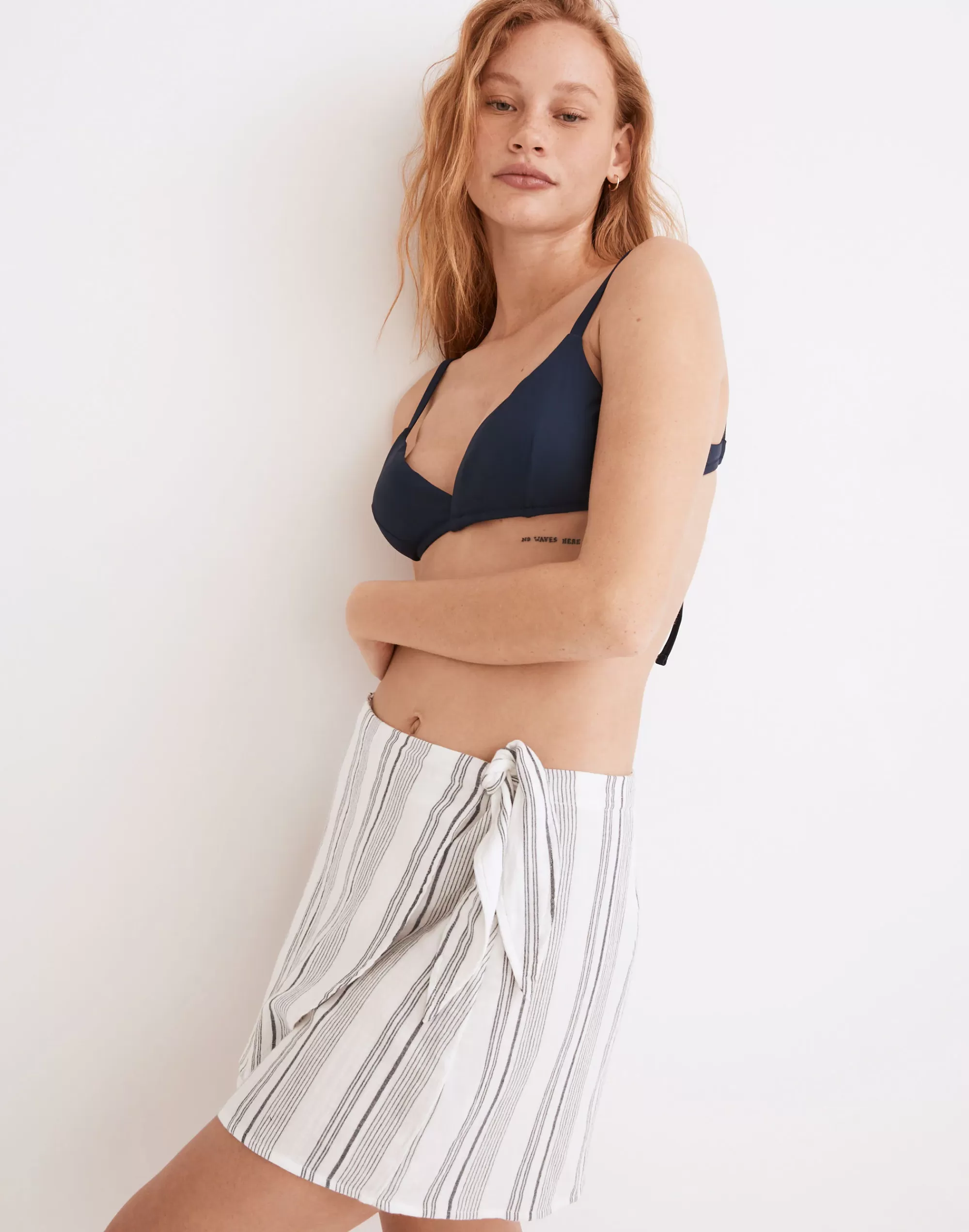 Madewell Swim>Cover-Up Wrap Skirt In Stripe Lighthouse