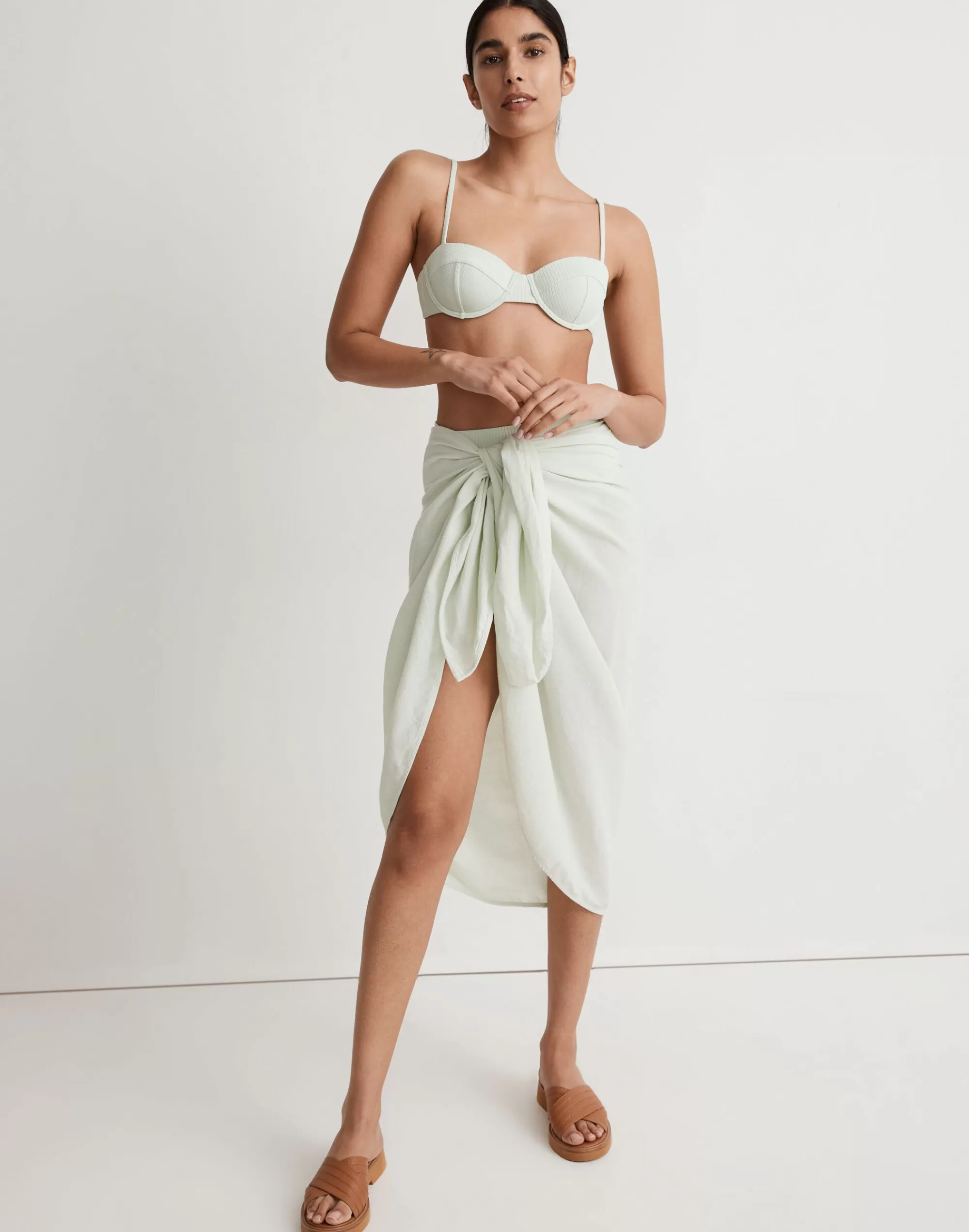 Madewell Swim>Crinkle Cotton Sarong Iced Mint