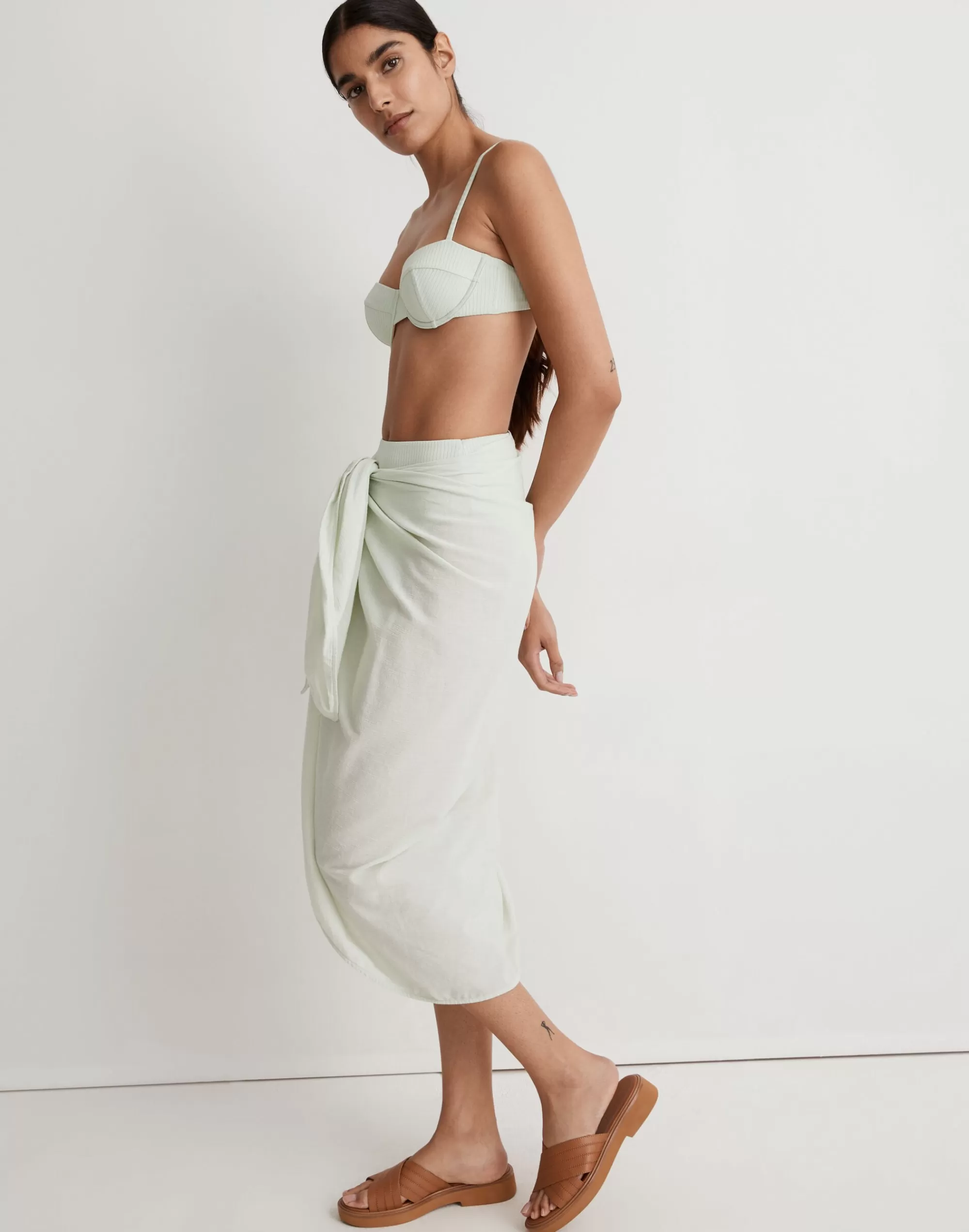 Madewell Swim>Crinkle Cotton Sarong Iced Mint