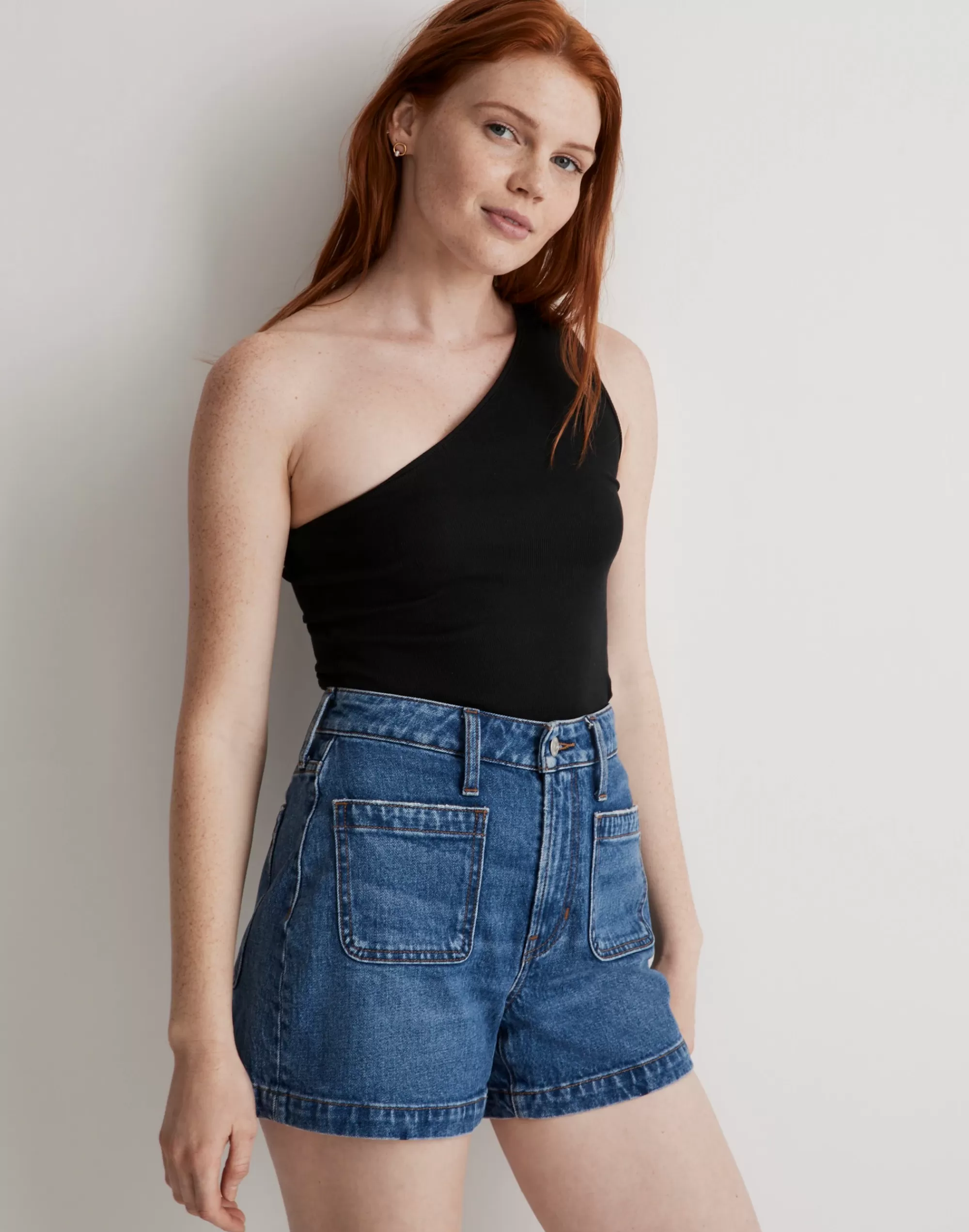 Madewell Curvy Shorts>Curvy Patch-Pocket Denim Shorts In Earlwood Wash