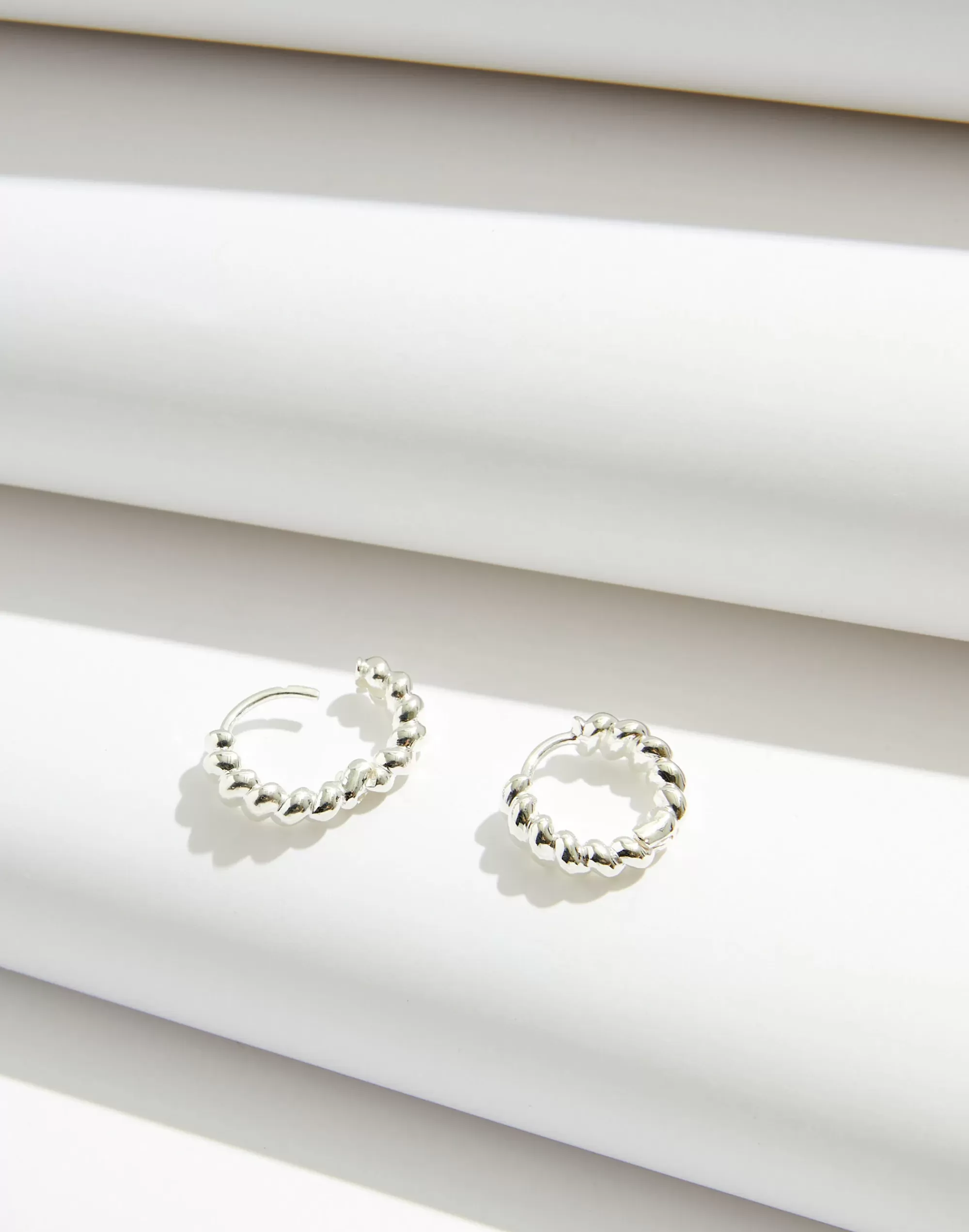 Madewell Earrings>Delicate Collection Demi-Fine 14K Plated Puffed Huggie Hoop Earrings Sterling Silver