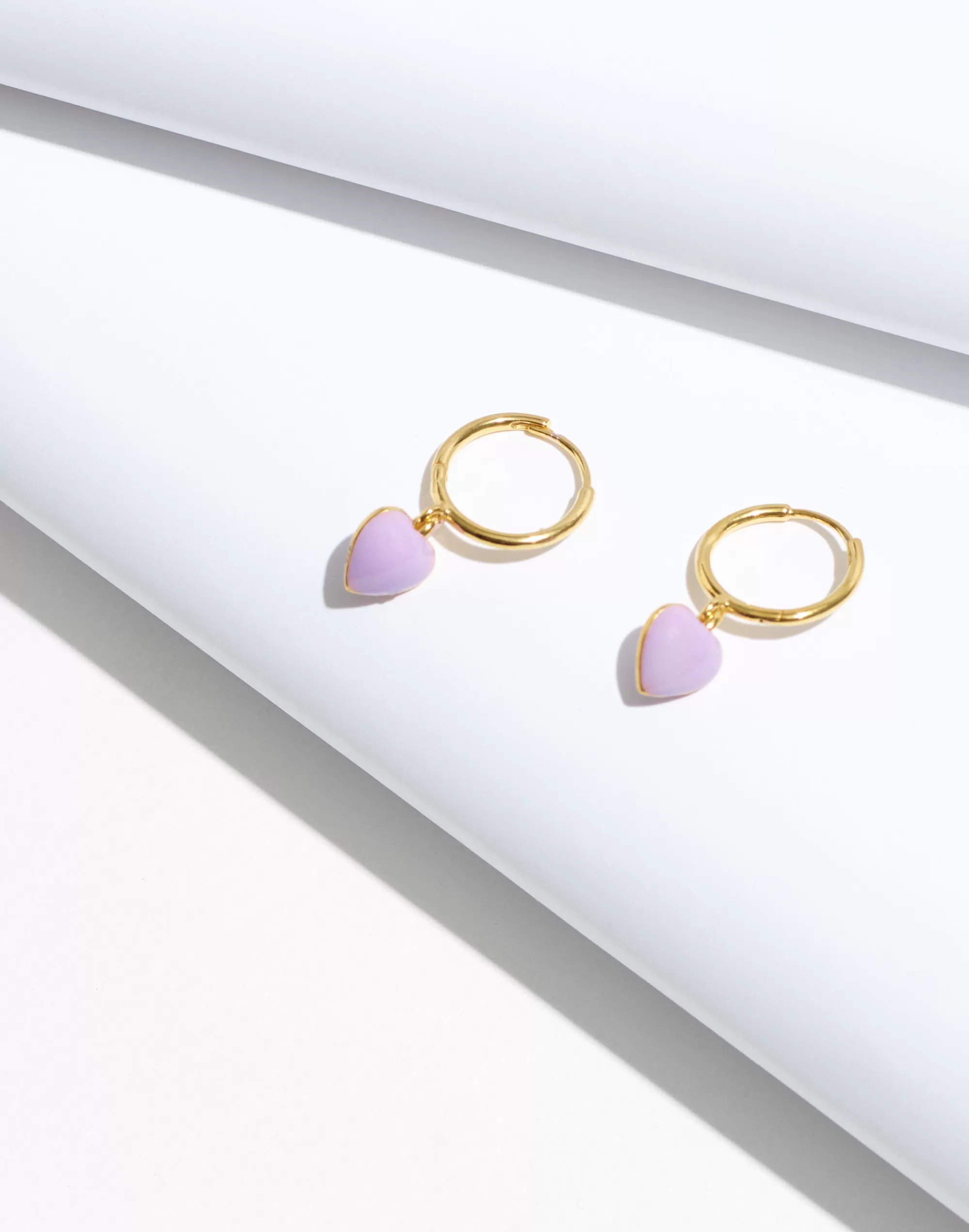 Madewell Earrings>Delicate Collection Demi-Fine Enamel Heart Huggie Earrings Vibrant Lilac