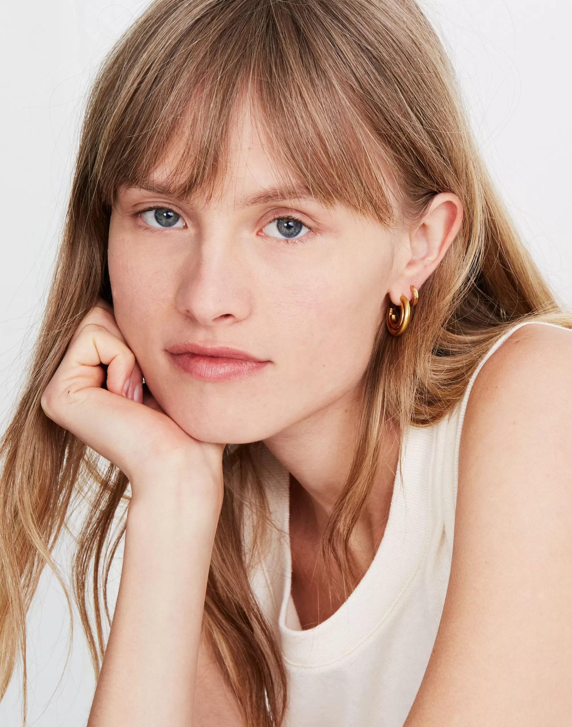 Madewell 14K Gold-Plated>Delicate Collection Demi-Fine Huggie Mini Hoop Earrings 14K Gold