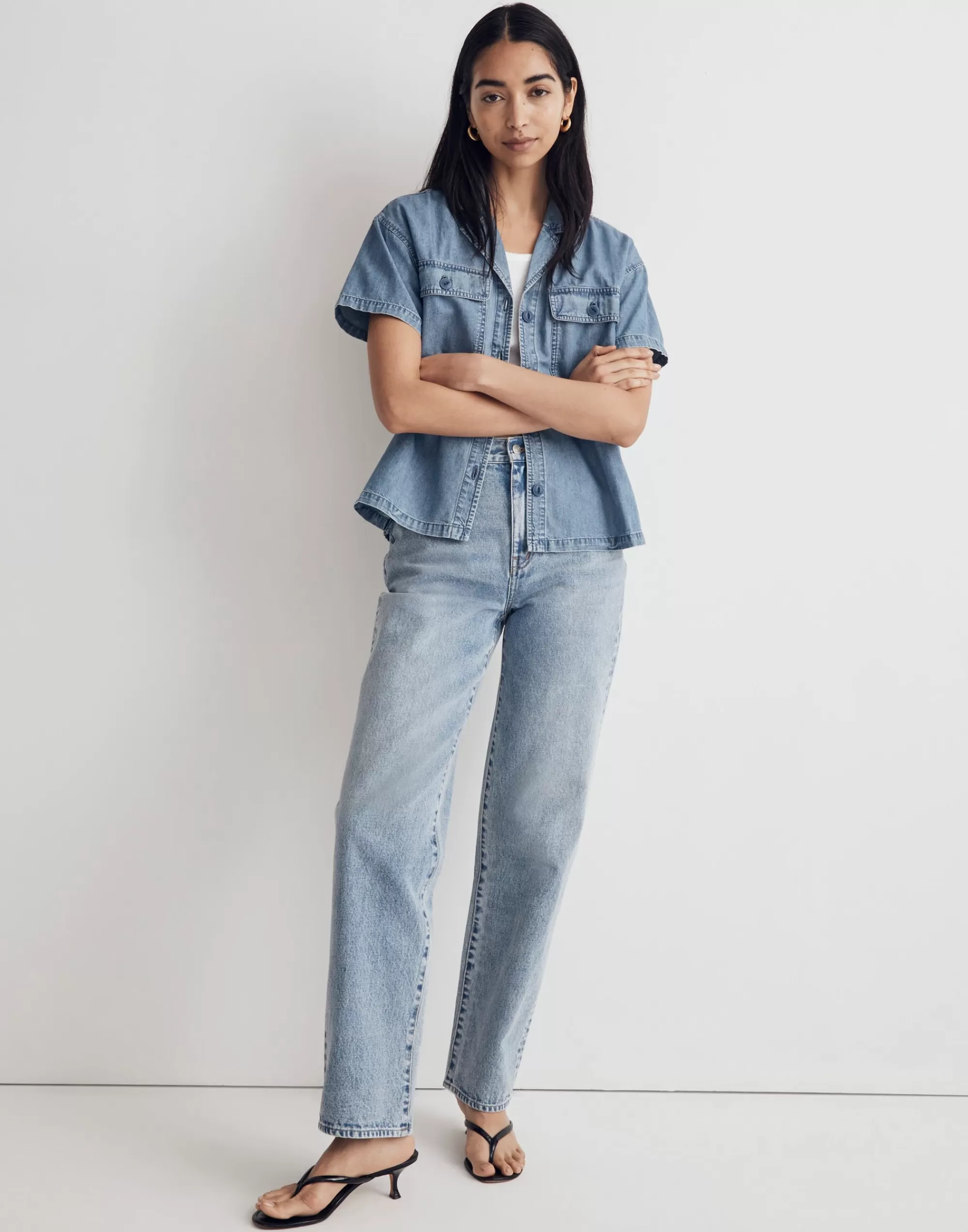 Madewell Tops & Shirts>Denim Camp Shirt In Holcrest Wash