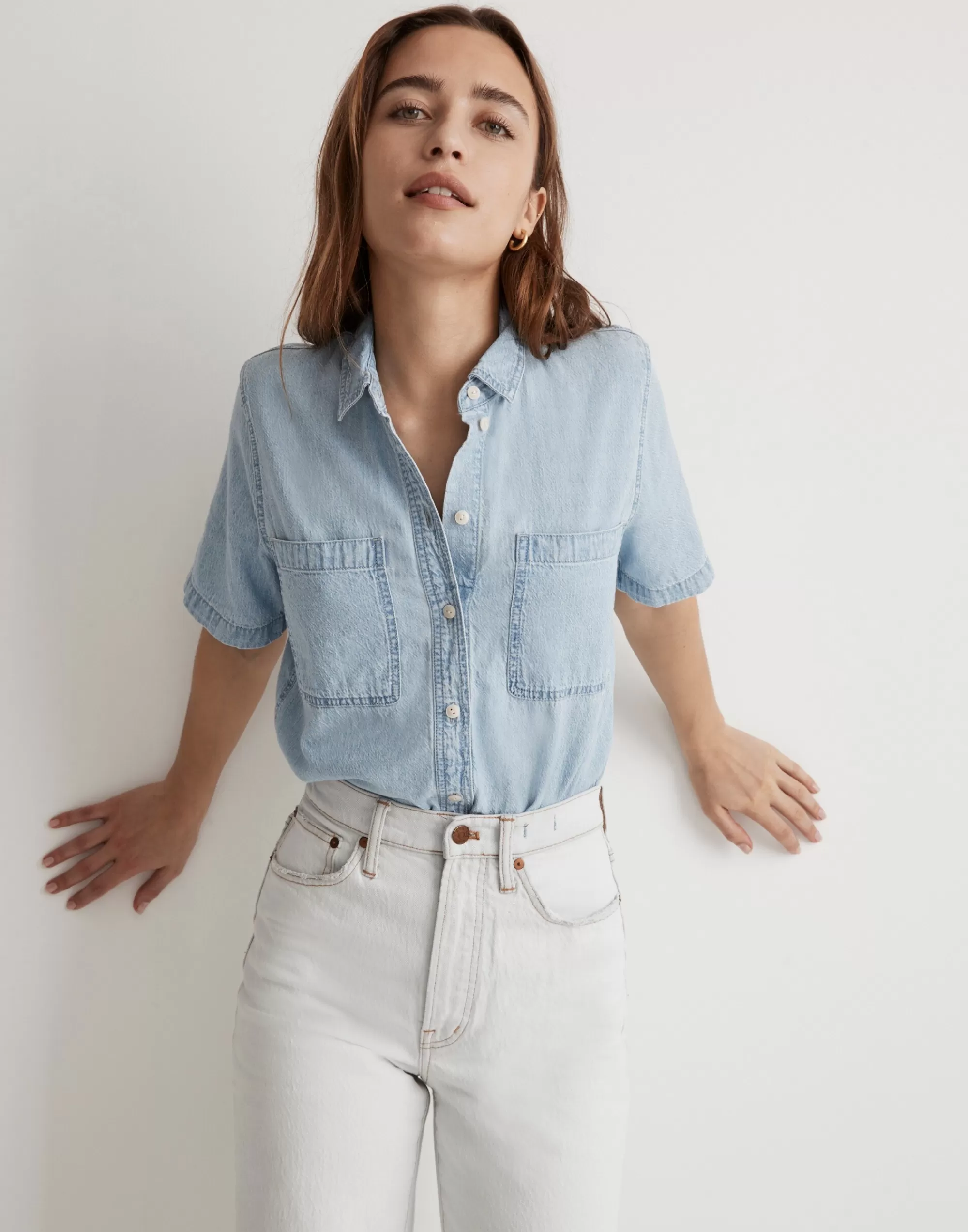 Madewell Tops & Shirts>Denim Camp Shirt In Smithley Wash