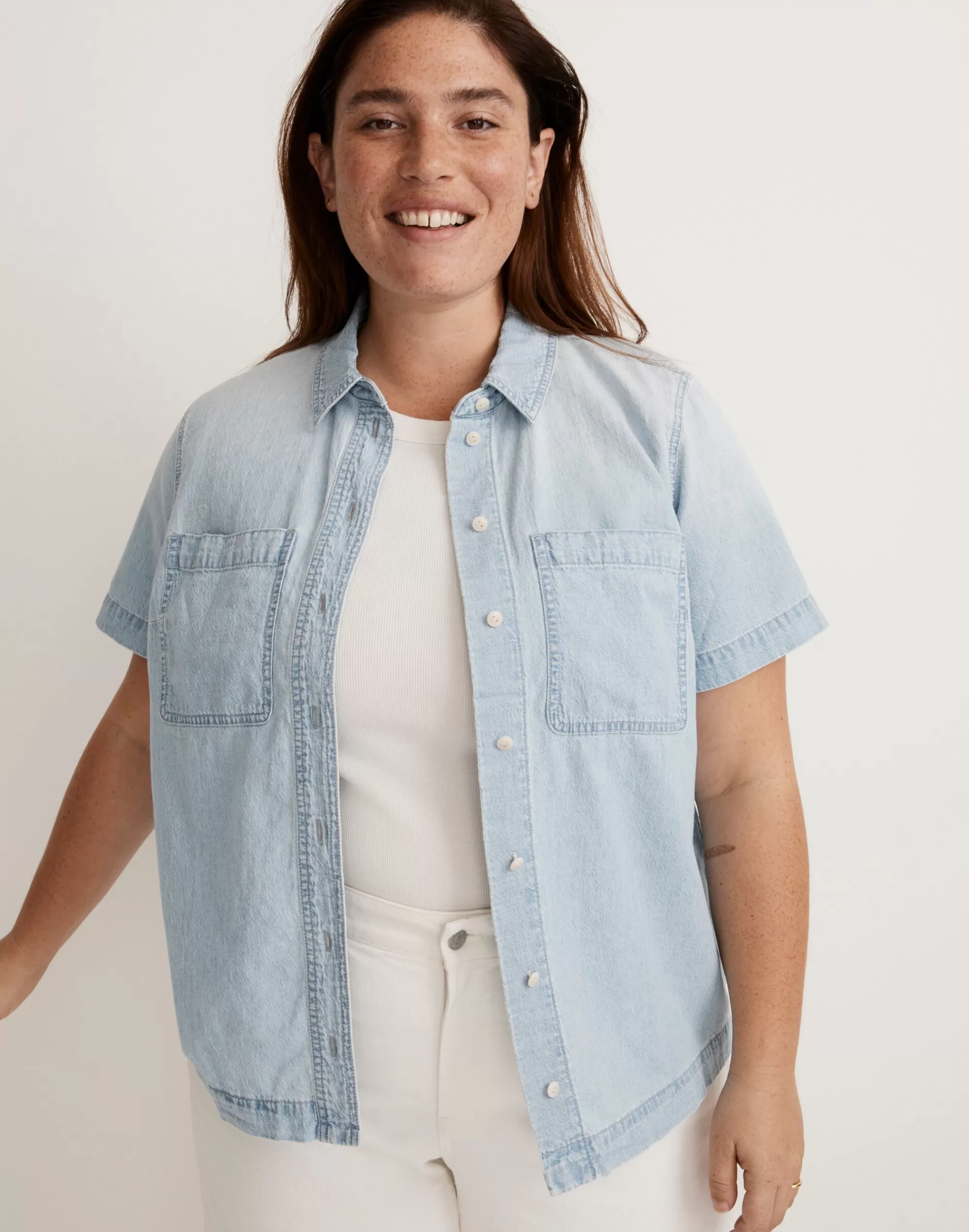 Madewell Tops & Shirts>Denim Camp Shirt In Smithley Wash