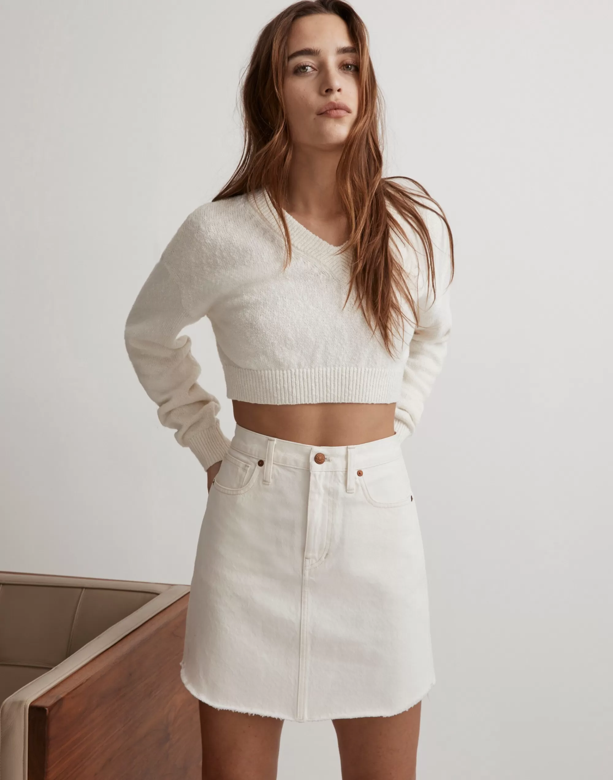 Madewell Skirts>Denim Dolphin-Hem Mini Skirt In Vintage Canvas