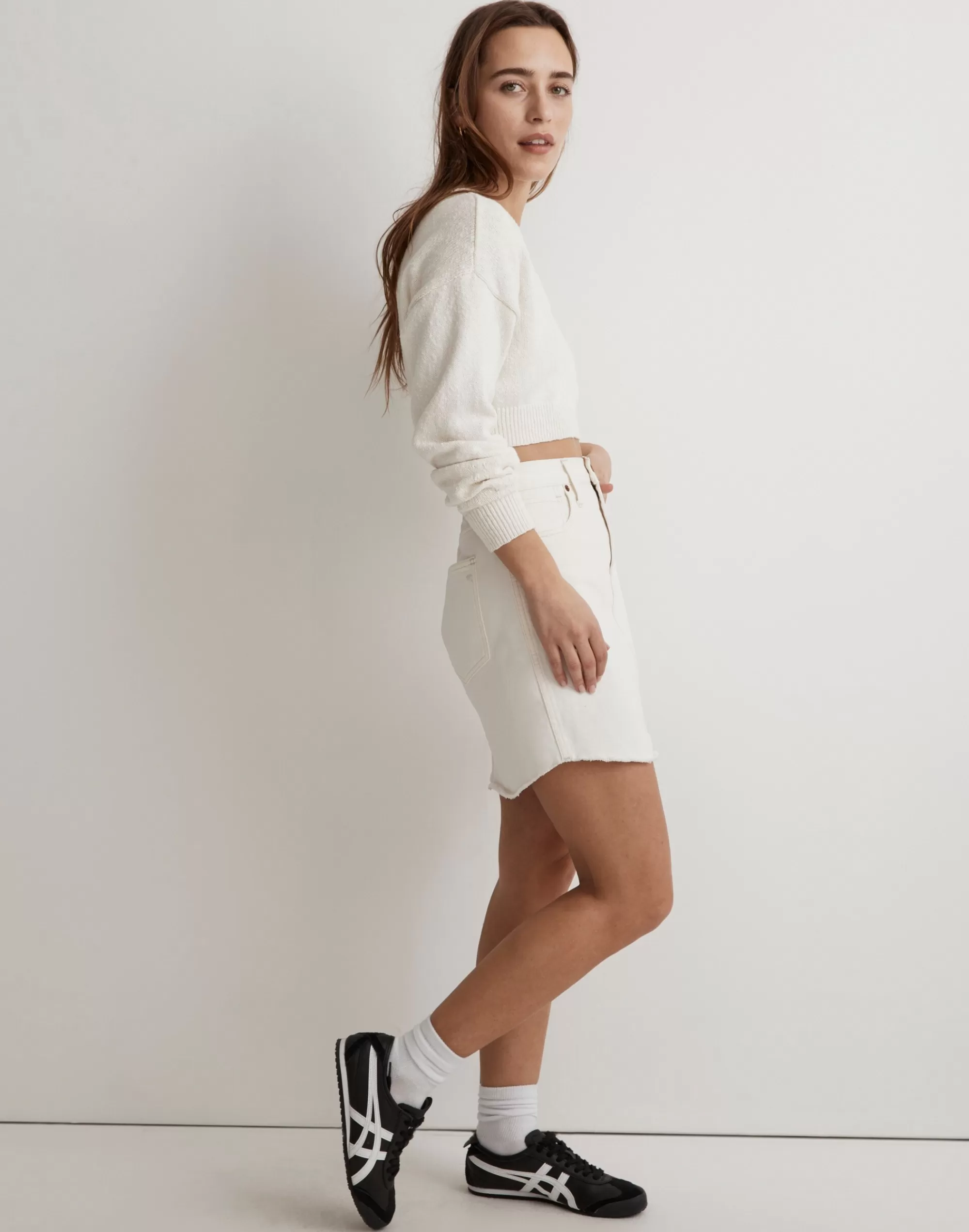 Madewell Skirts>Denim Dolphin-Hem Mini Skirt In Vintage Canvas