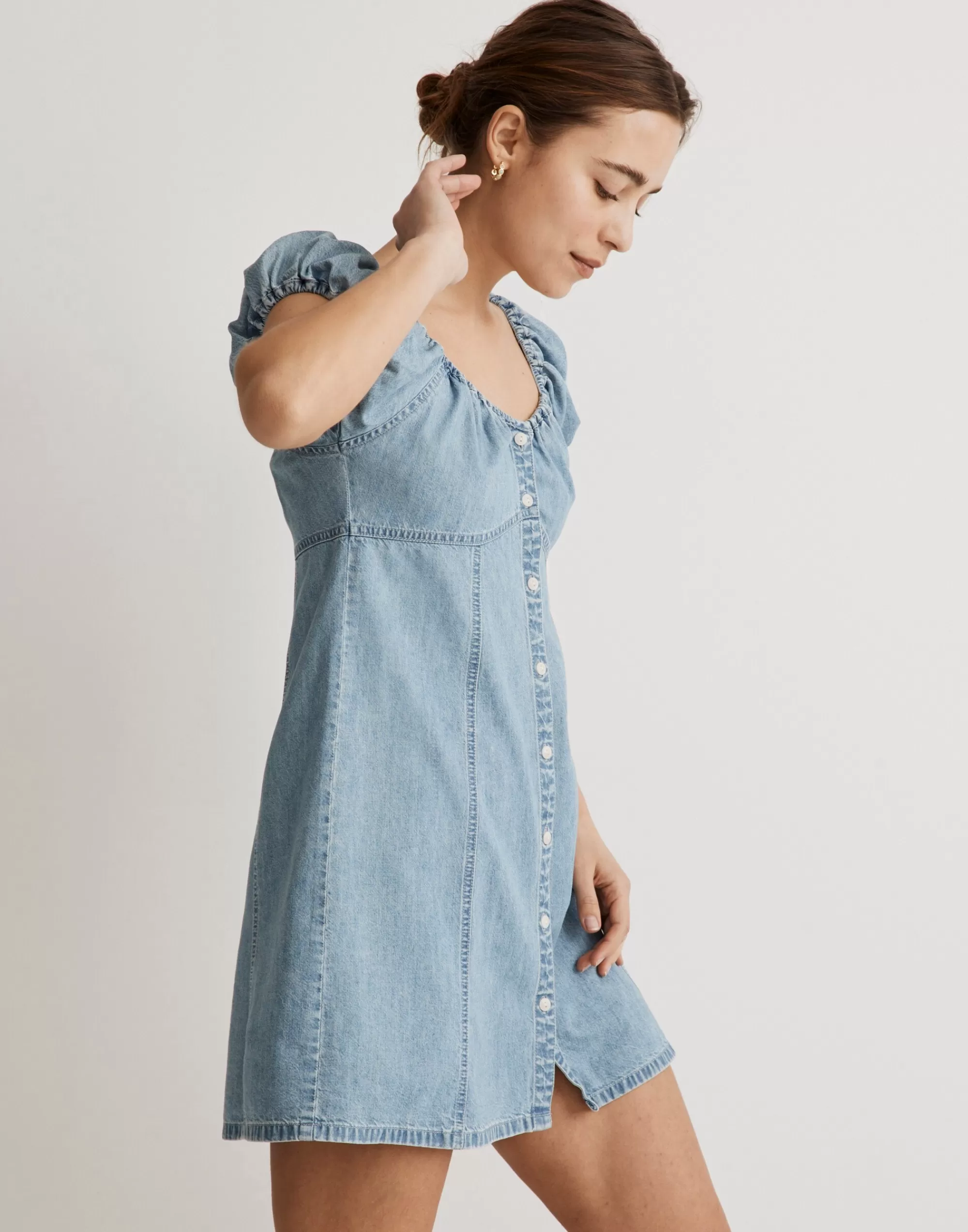 Madewell Dresses>Denim Margie Mini Dress In Bevy Wash