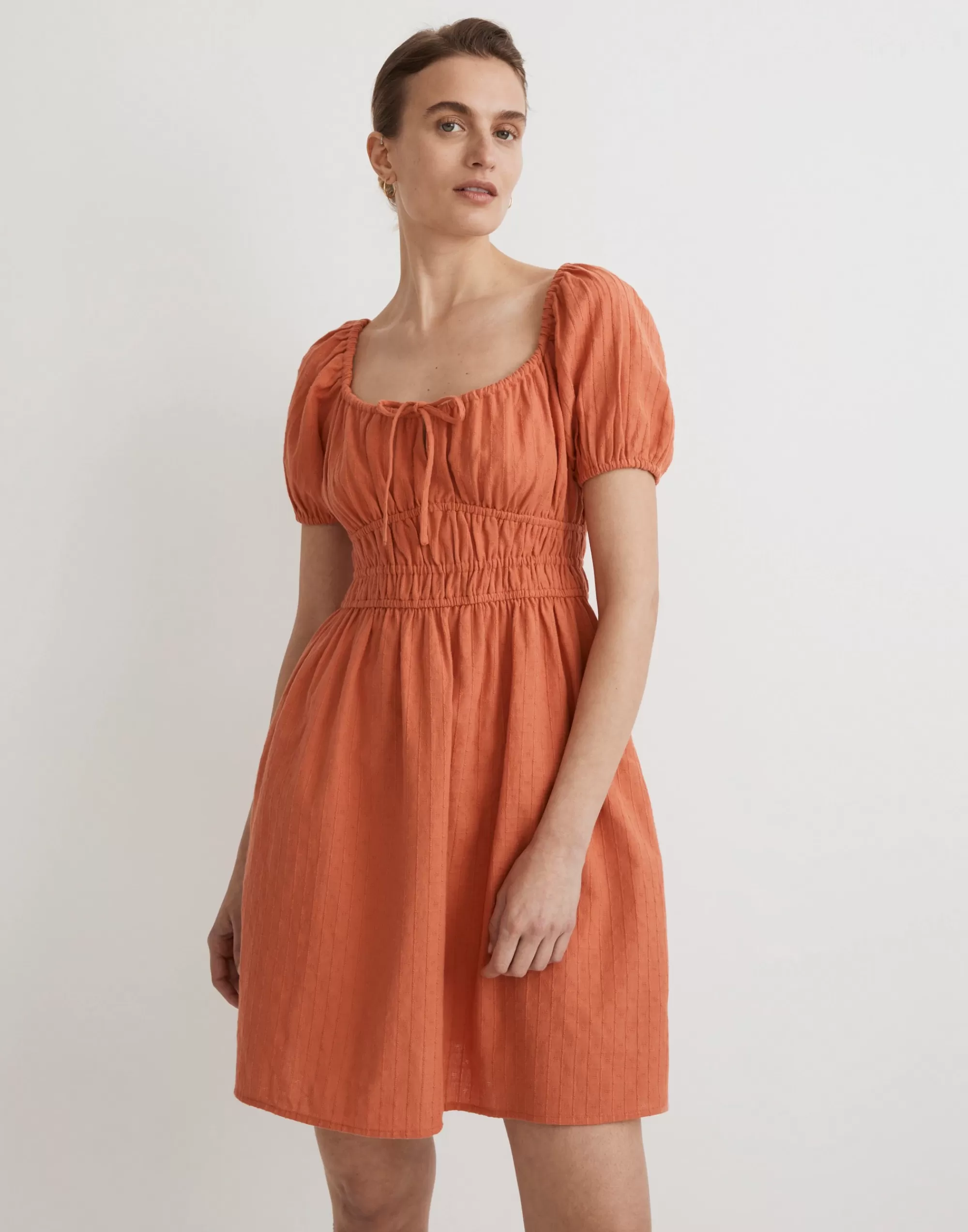 Madewell Dresses>Dobby Sophia Tie-Front Mini Dress Classic Coral