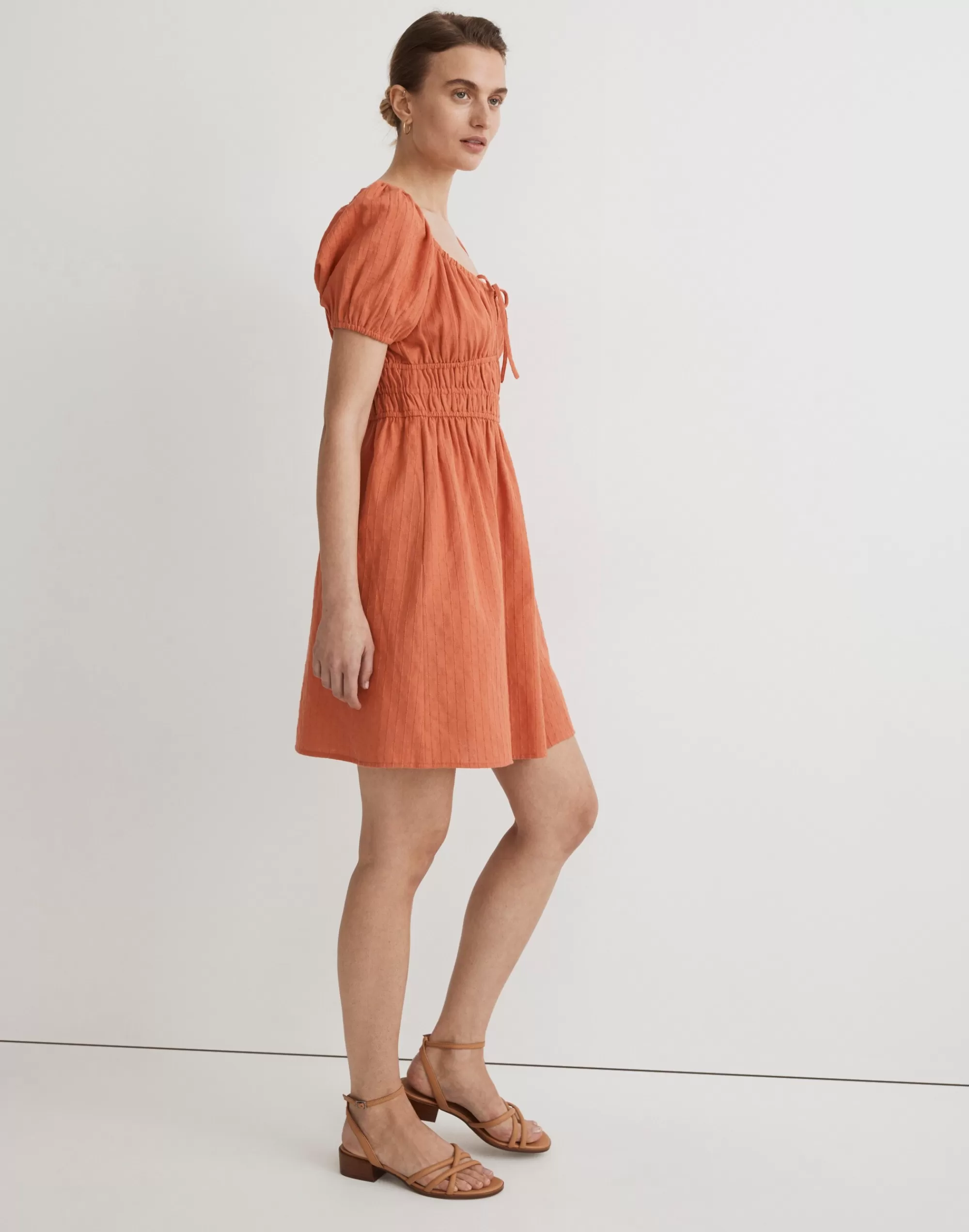 Madewell Dresses>Dobby Sophia Tie-Front Mini Dress Classic Coral