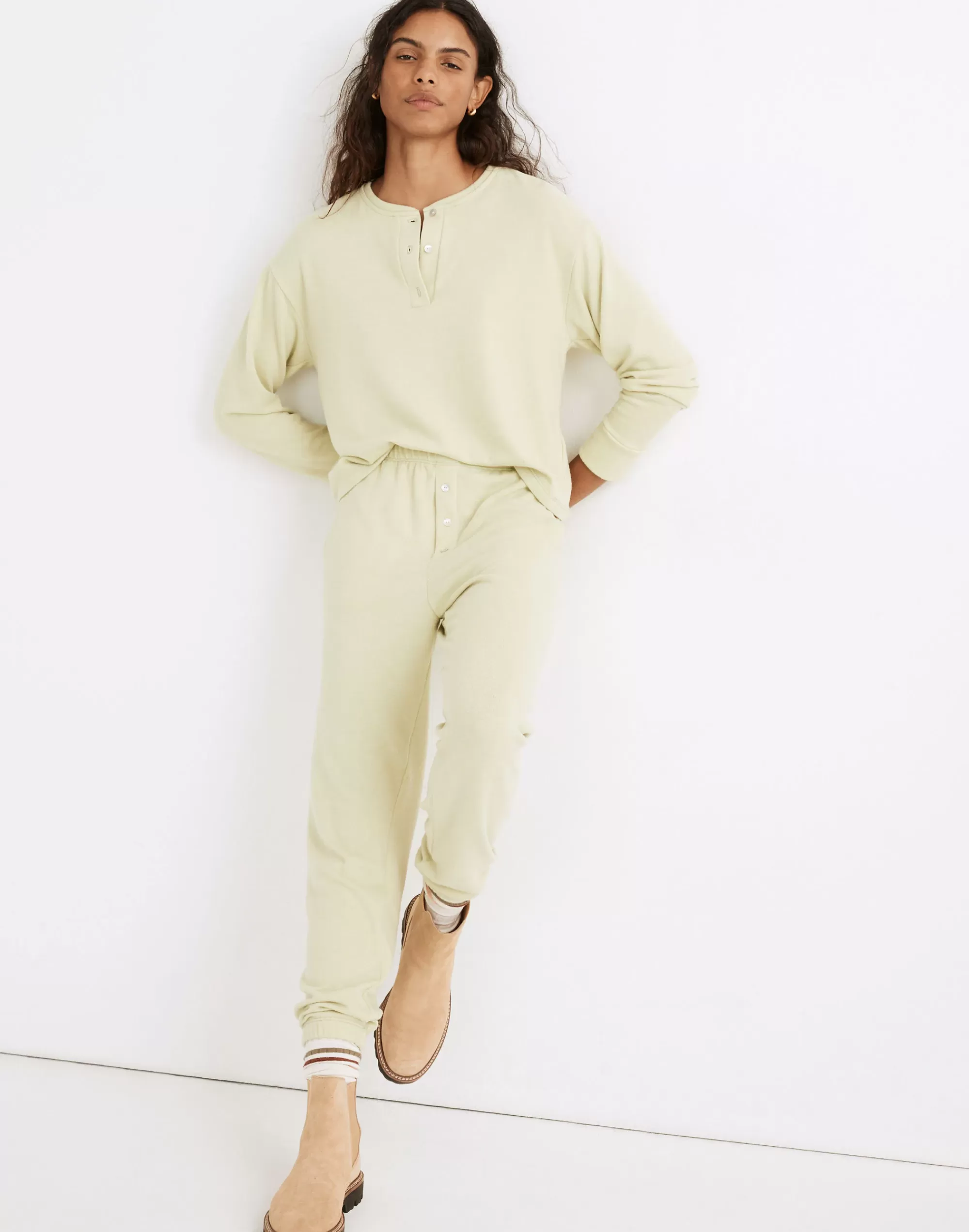 Madewell Sweaters>Donni Henley Sweater Pants Lime