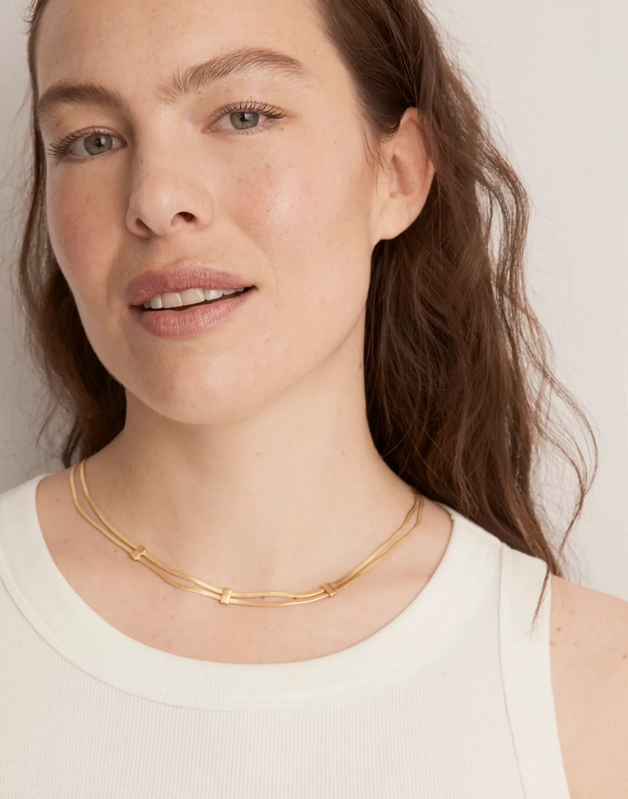 Madewell Necklaces>Double Herringbone Chain Necklace Vintage Gold