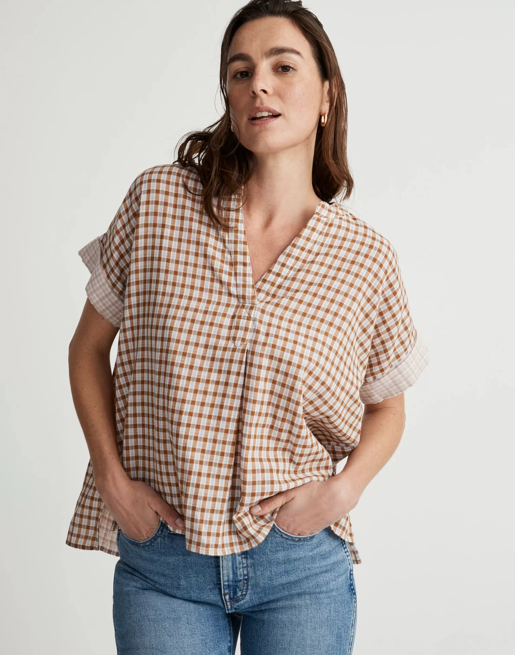 Madewell Tops & Shirts>Double-Faced Lakeline Popover Shirt Sepia