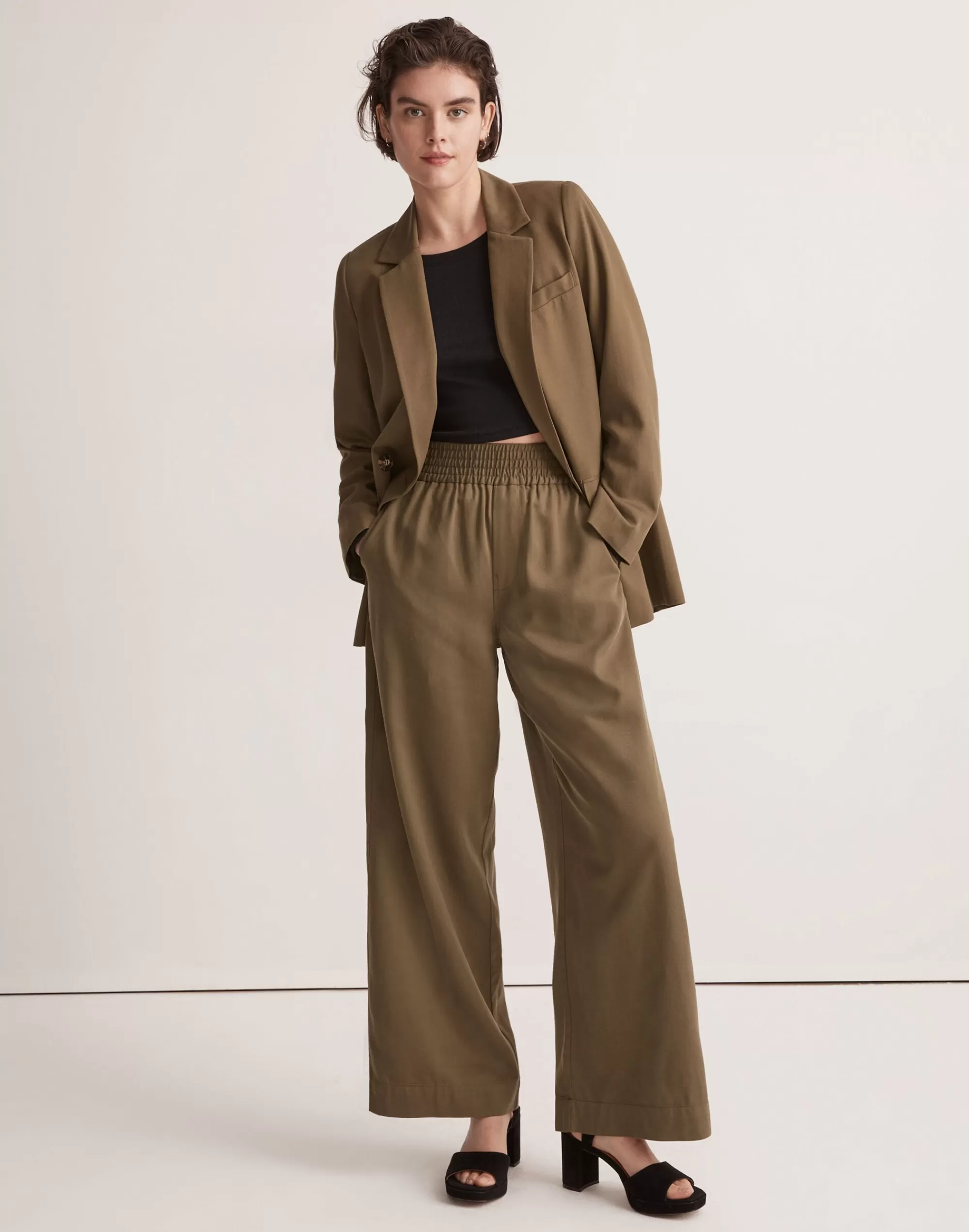 Madewell Suits>Drapeweave Carley Wide-Leg Pants Kale