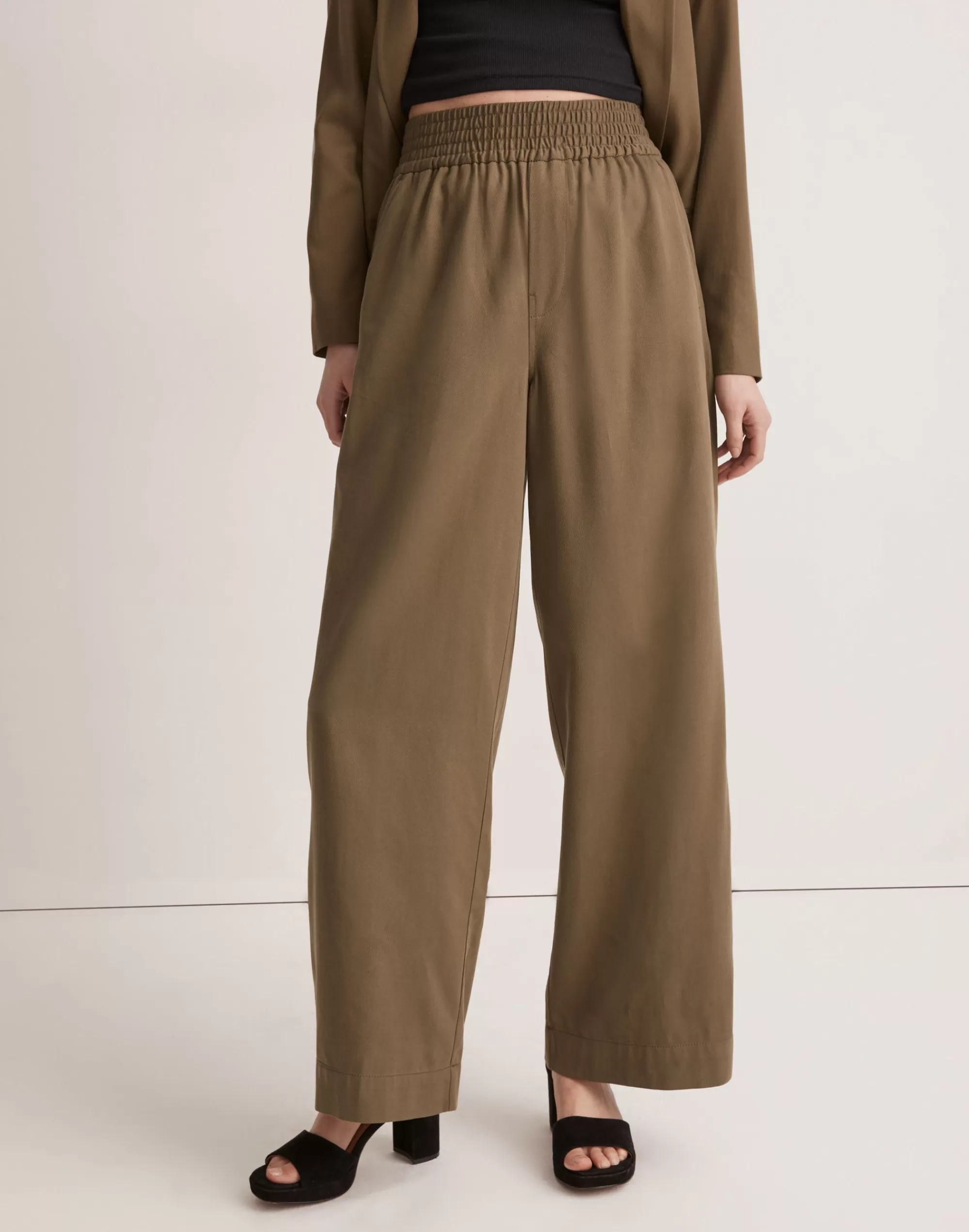 Madewell Suits>Drapeweave Carley Wide-Leg Pants Kale