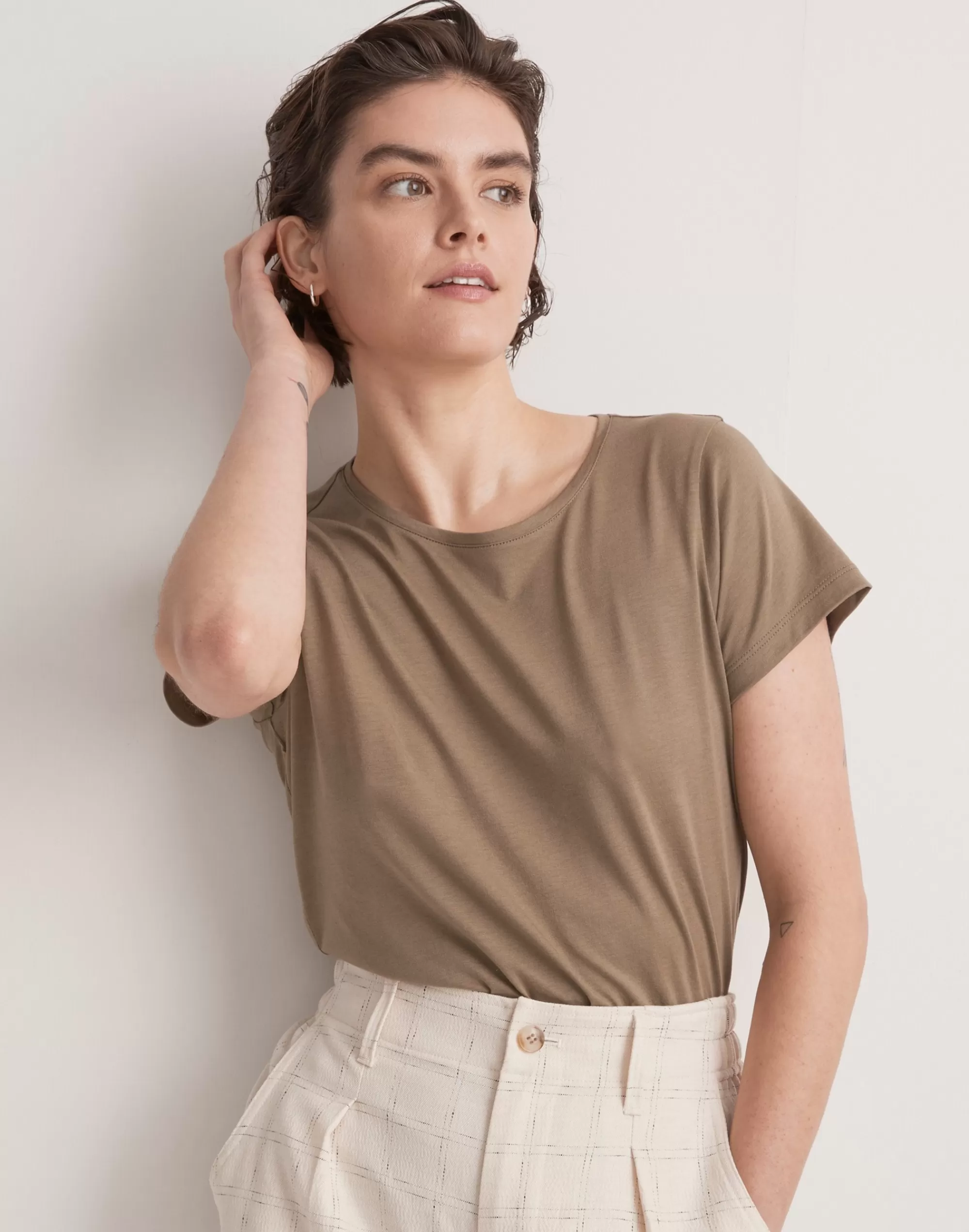 Madewell Tees>Drapey Crewneck Tee Distant Surplus