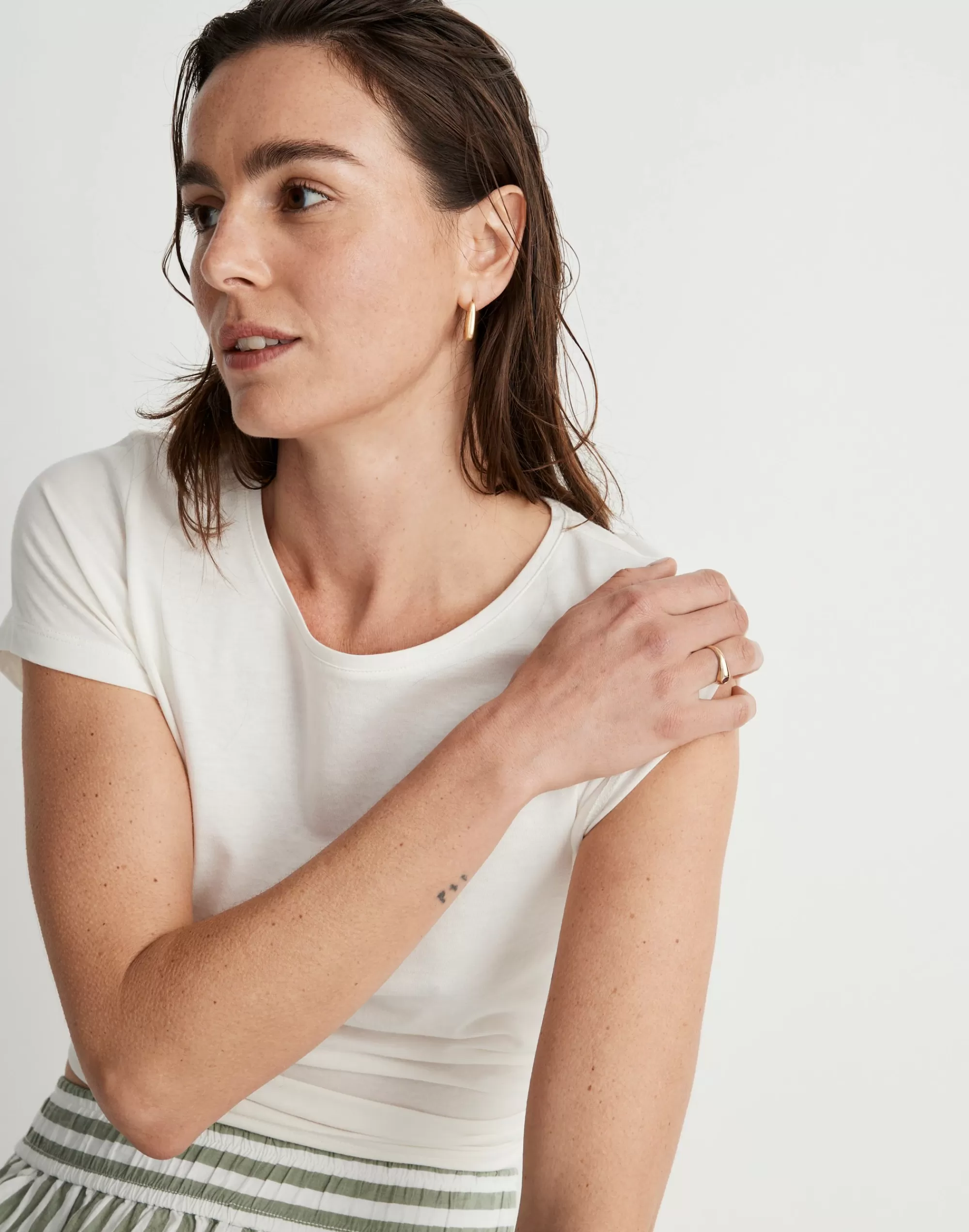 Madewell Tees>Drapey Crewneck Tee Lighthouse