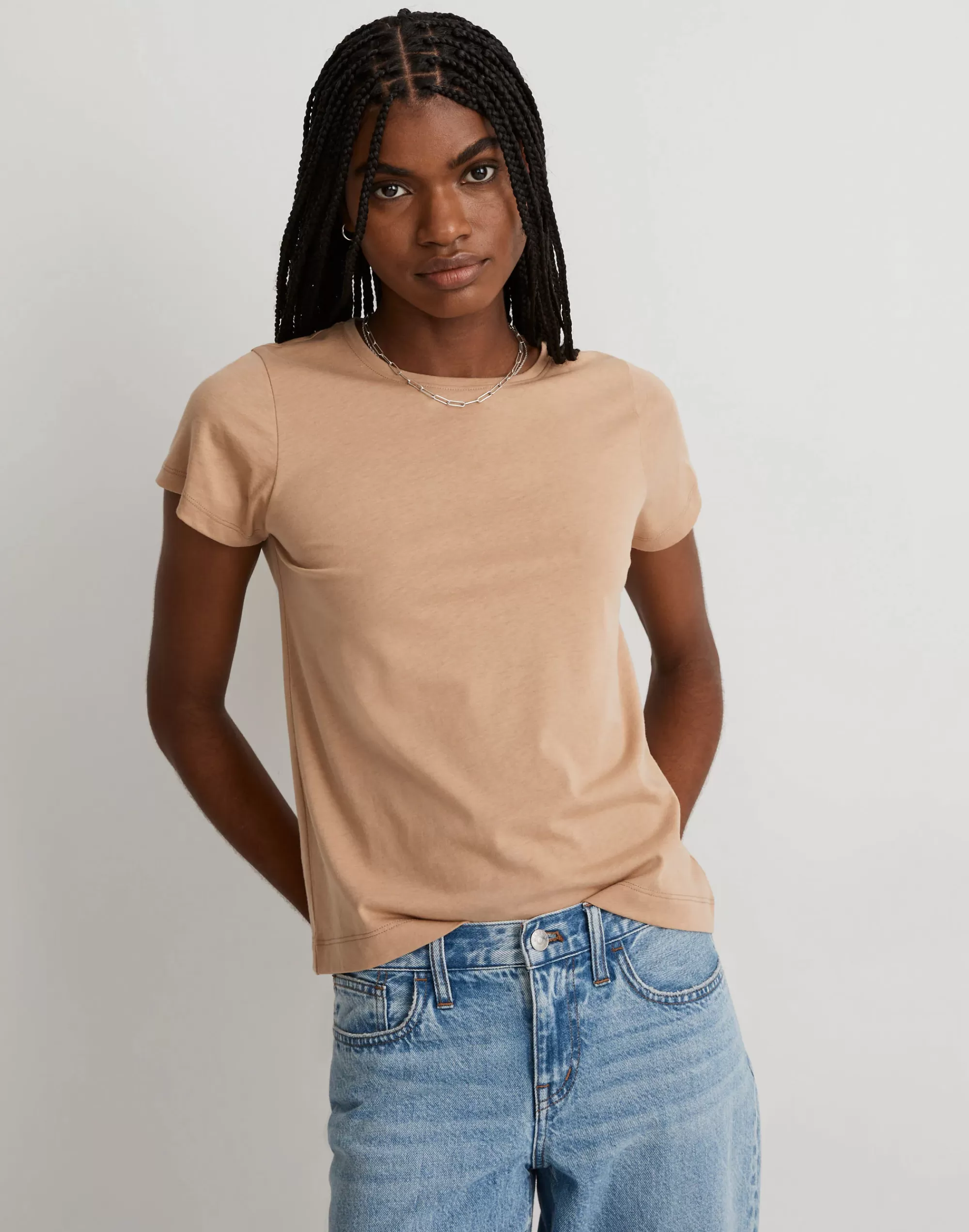 Madewell Tees>Drapey Crewneck Tee Earthen Sand