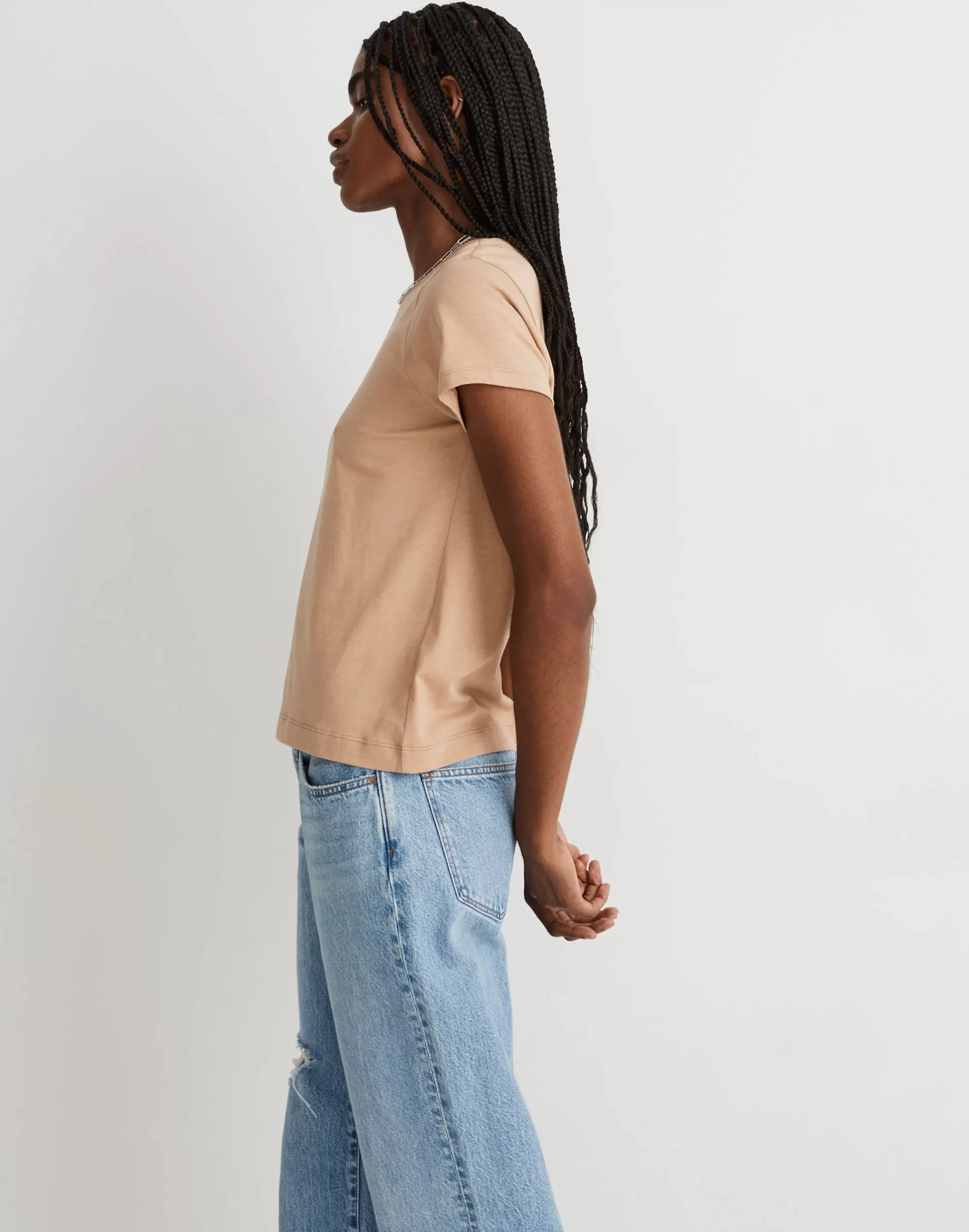 Madewell Tees>Drapey Crewneck Tee Earthen Sand