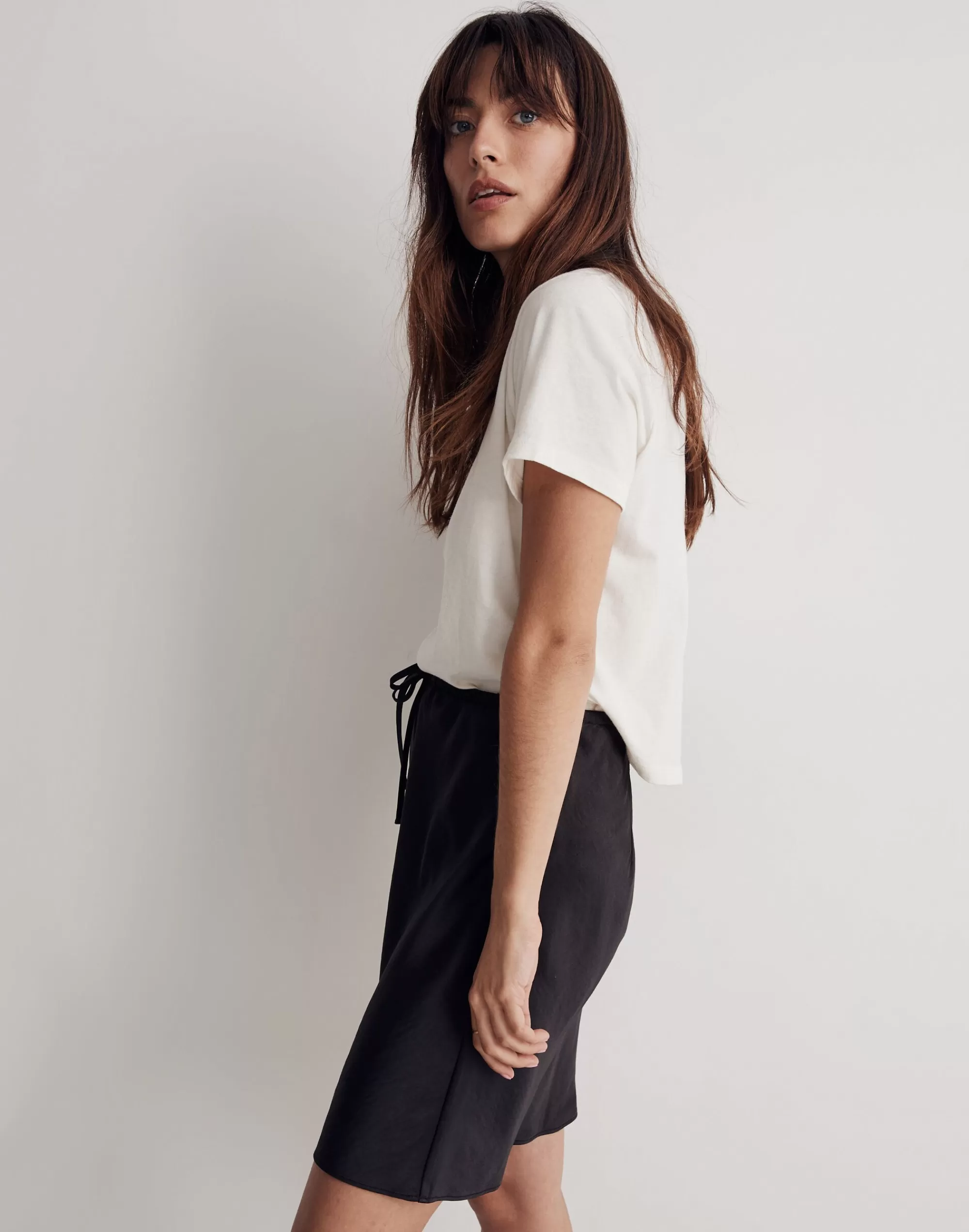 Madewell Skirts>Drawstring Mini Slip Skirt True Black