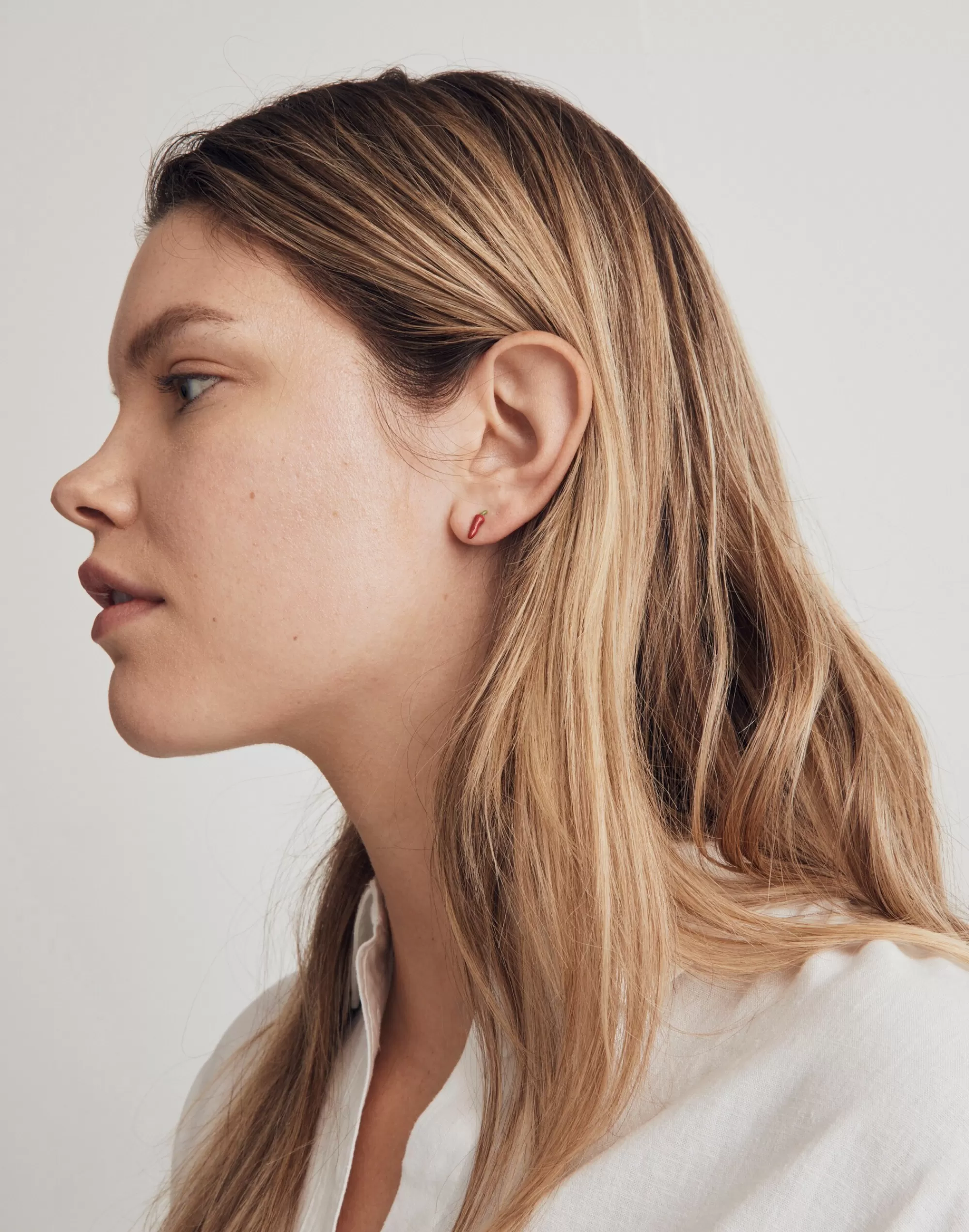 Madewell Earrings>Enamel Chili Pepper Stud Earrings Bandana Red