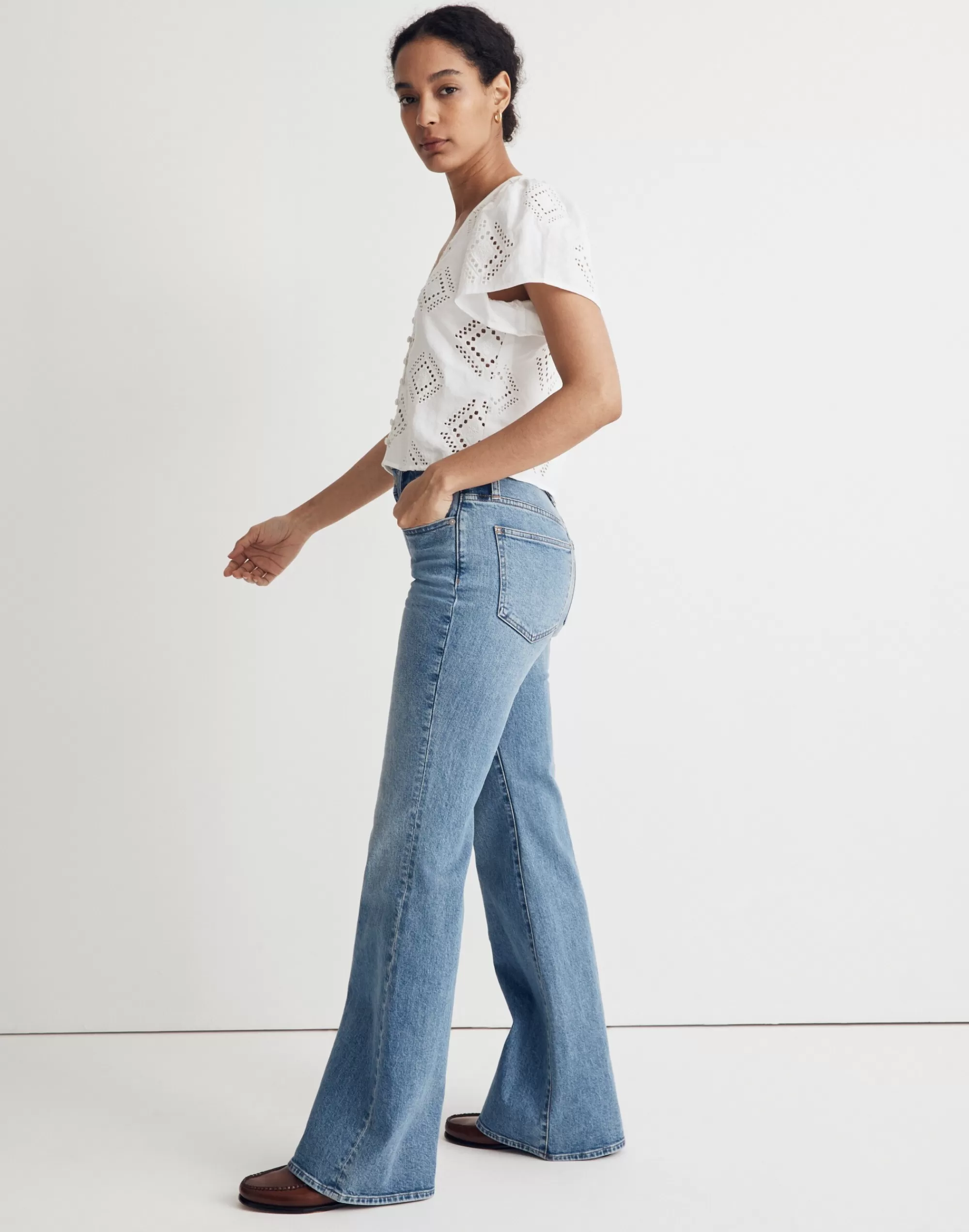 Madewell Tops & Shirts>Eyelet Flutter-Sleeve Top Eyelet White