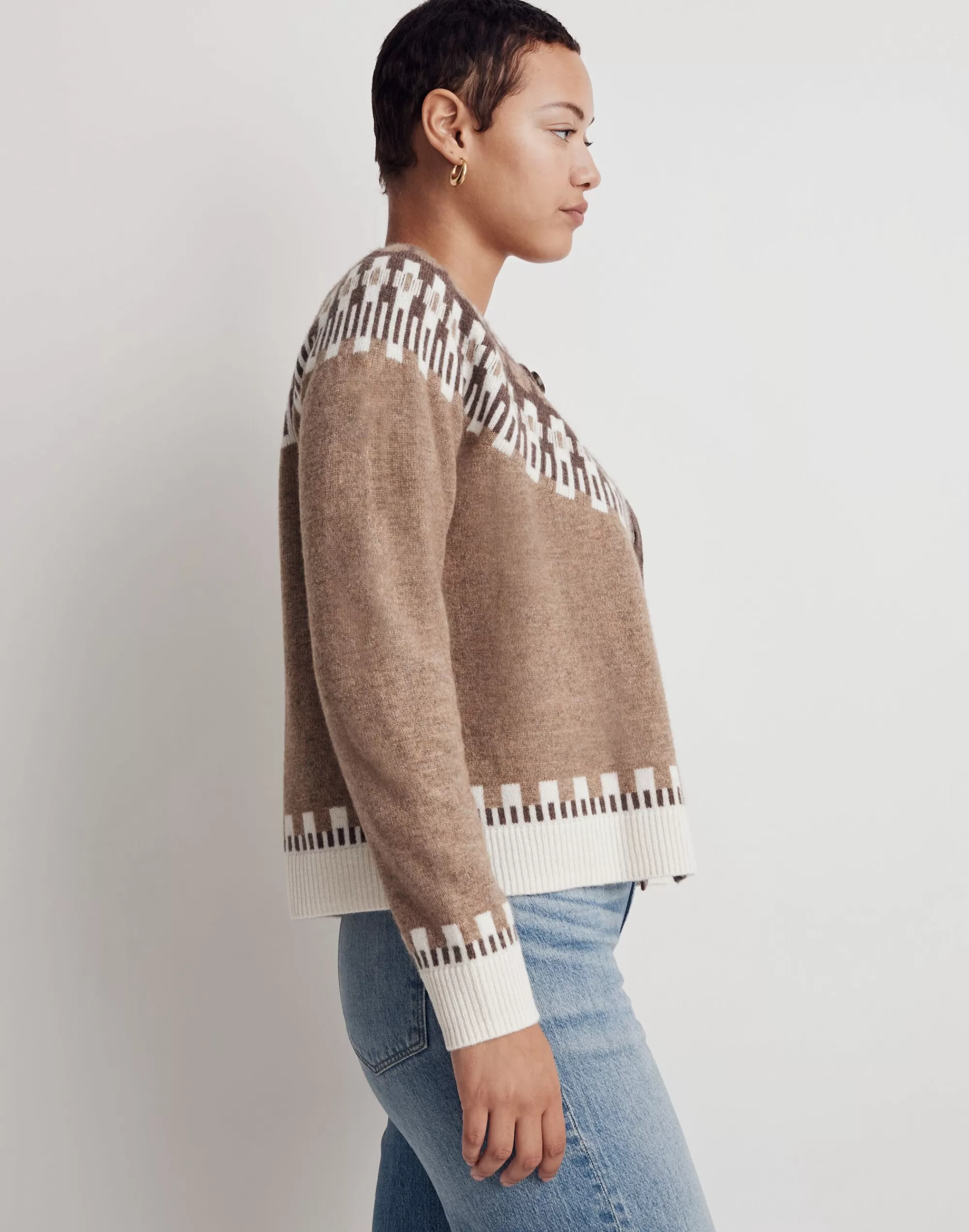 Madewell Sweaters>Fair Isle Frankfort Cardigan Sweater Heather Brownstone