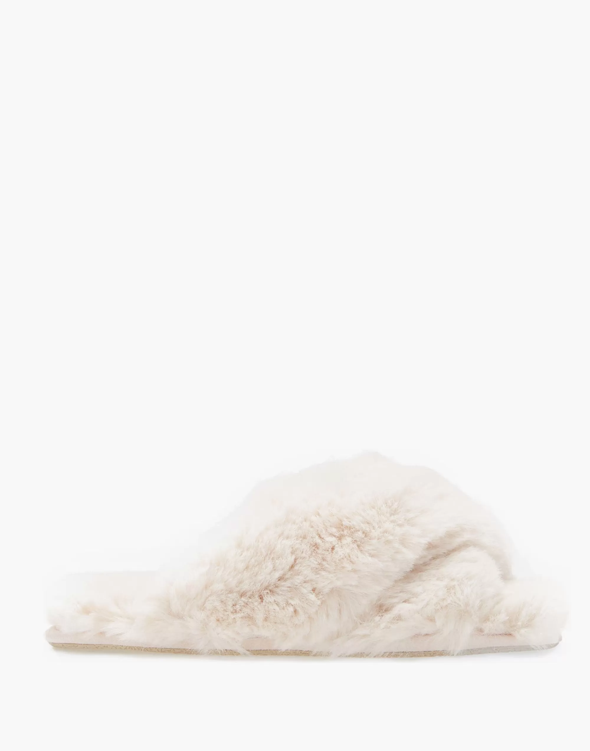 Madewell Pajamas>Faux-Fur Sheepy Crossover Slide Slippers Natural