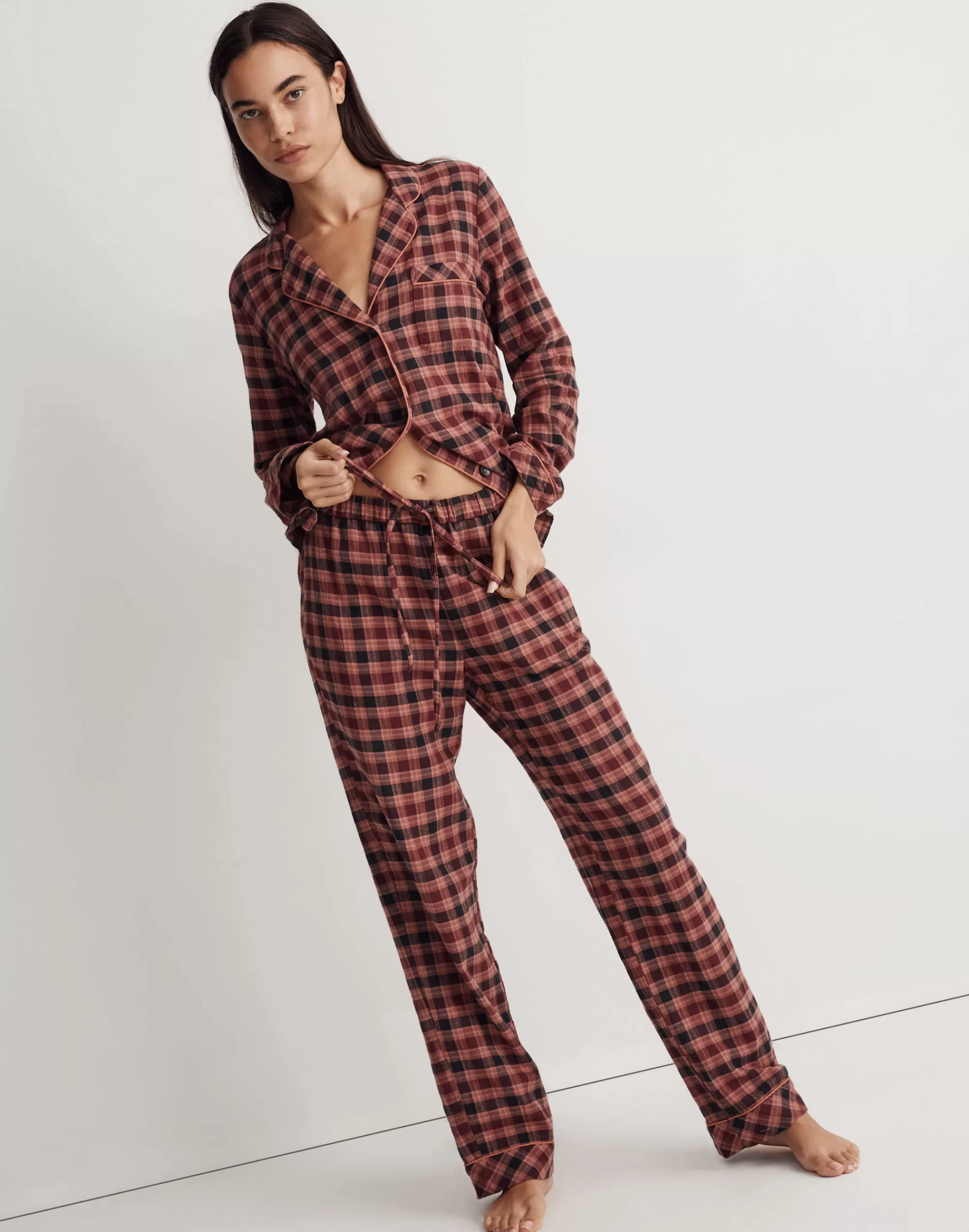 Madewell Pajamas>Flannel Bedtime Pajama Set In Plaid Vintage Quartz