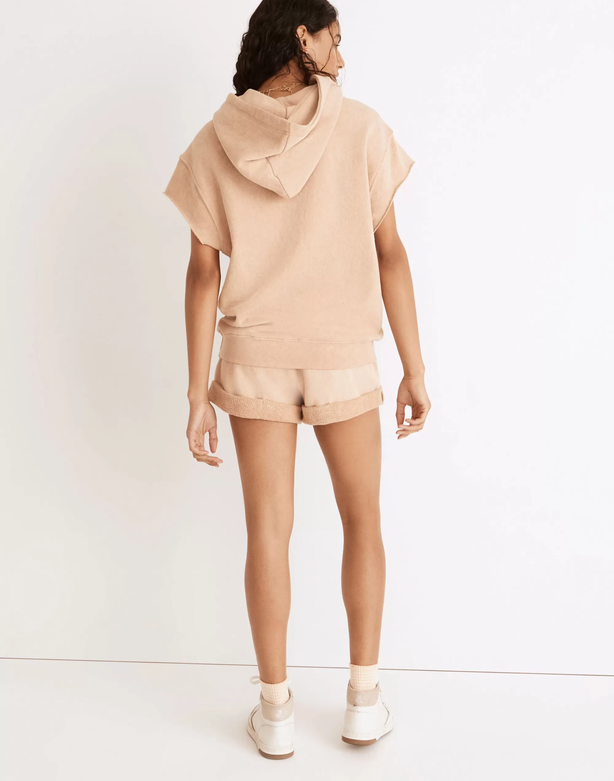 Madewell Sweatshirts & Sweatpants>French Terry Kitty Short-Sleeved Hoodie Sweatshirt Washed Beige