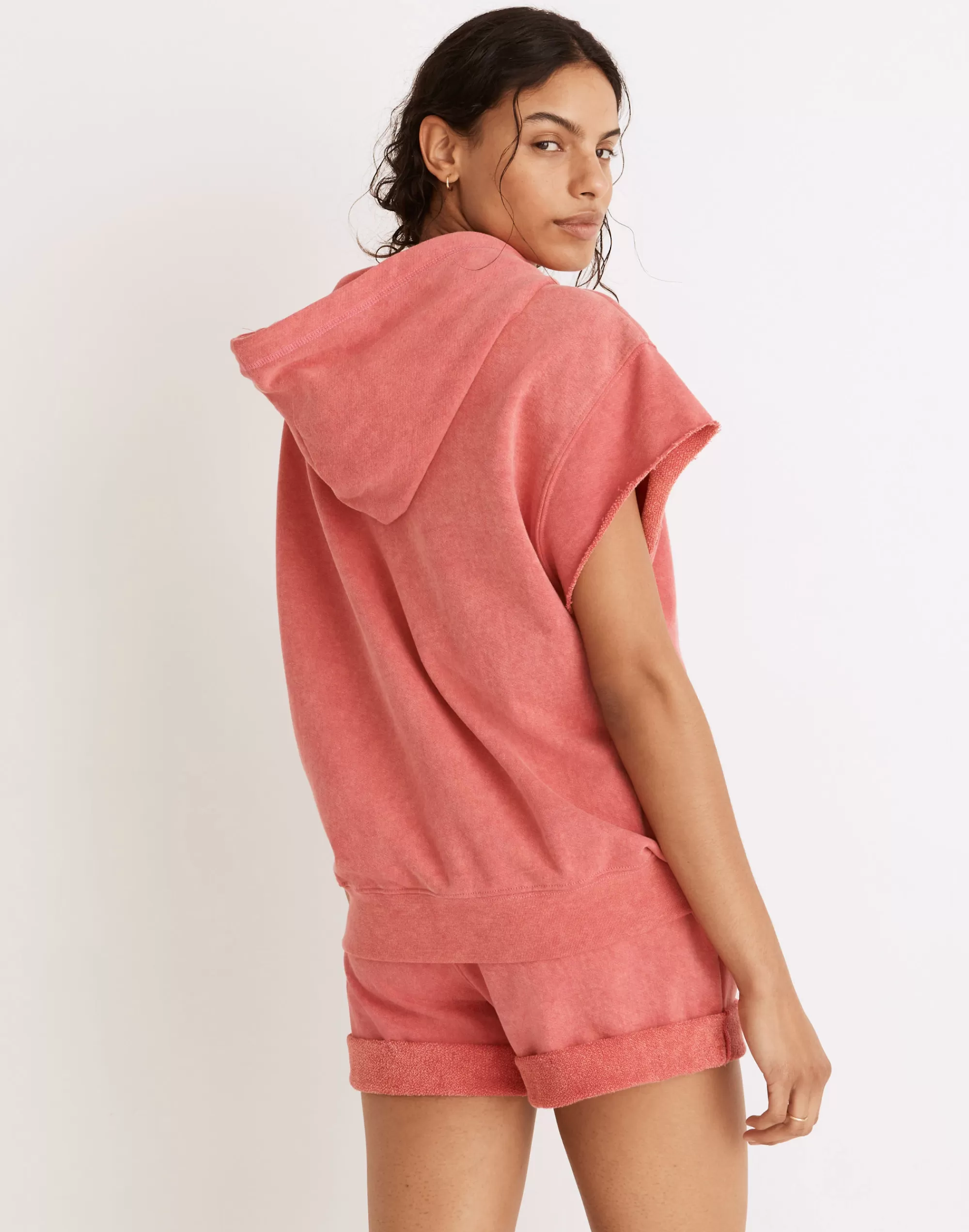 Madewell Sweatshirts & Sweatpants>French Terry Kitty Short-Sleeved Hoodie Sweatshirt Washed Lychee