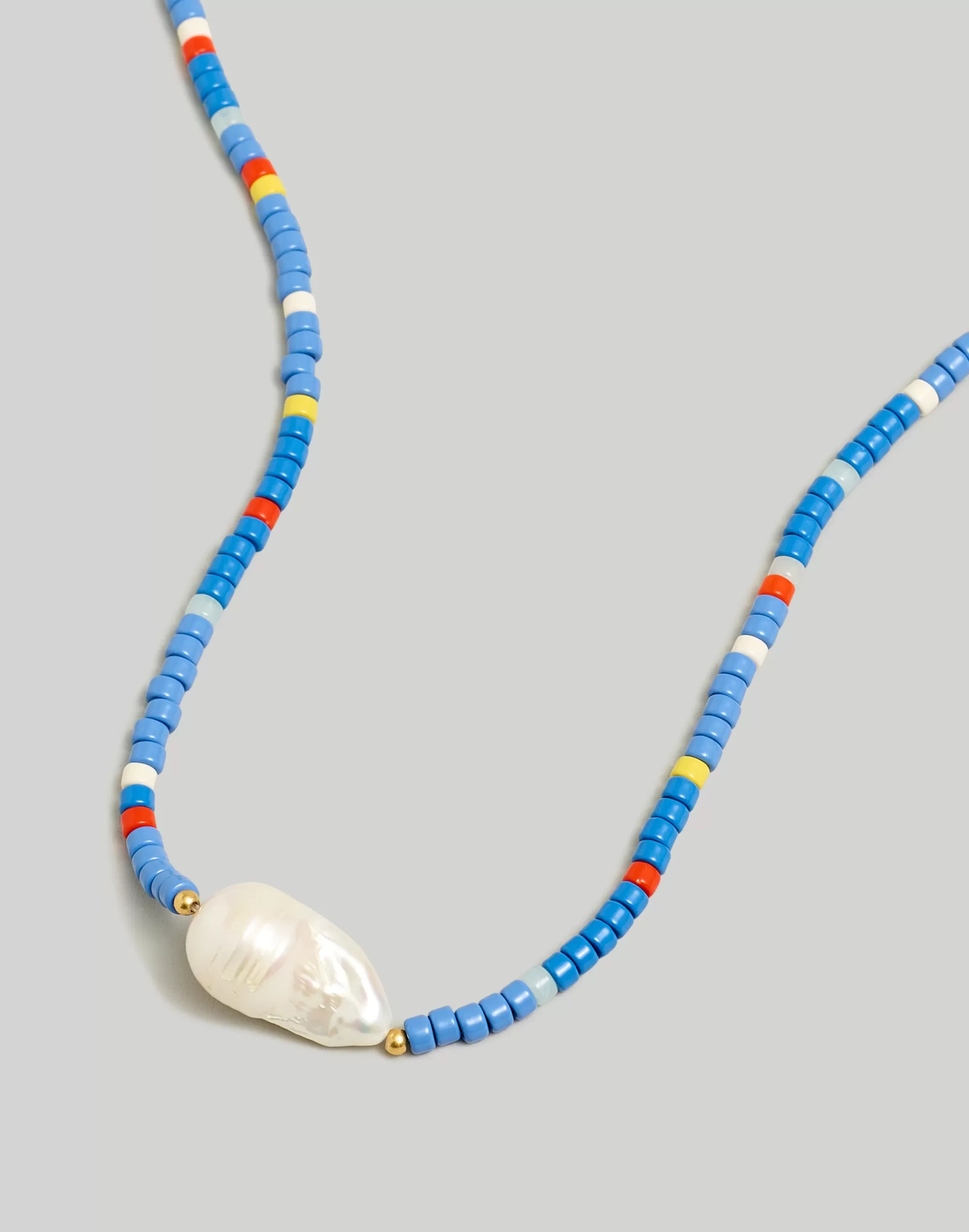 Madewell Necklaces>Freshwater Baroque Pearl Beaded Necklace Oasis Blue