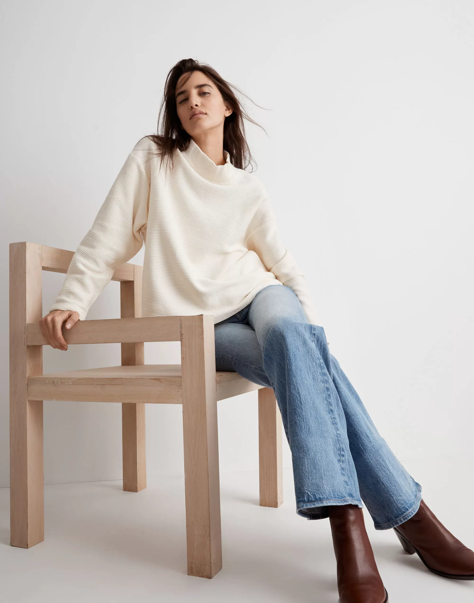 Madewell Sweaters>Funnelneck Drop-Shoulder Top Antique Cream