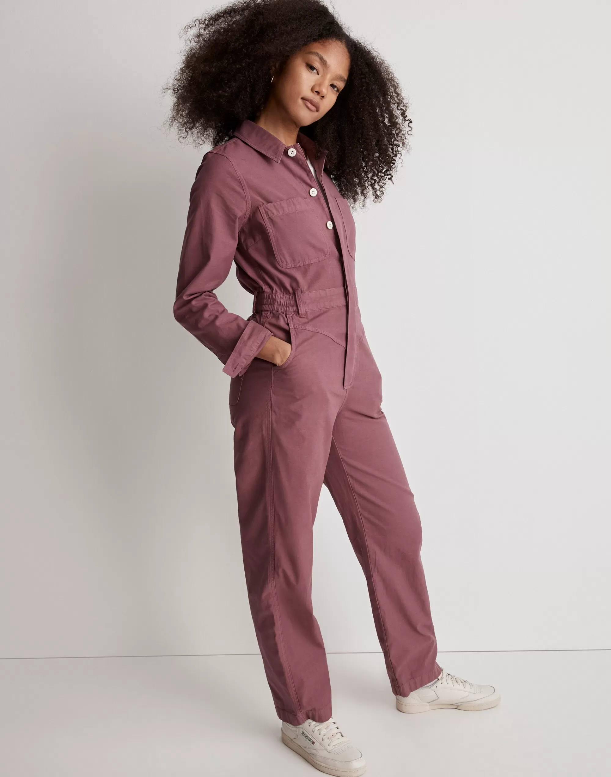 Madewell Dresses>Garment-Dyed Long-Sleeve Jumpsuit Pressed Grape